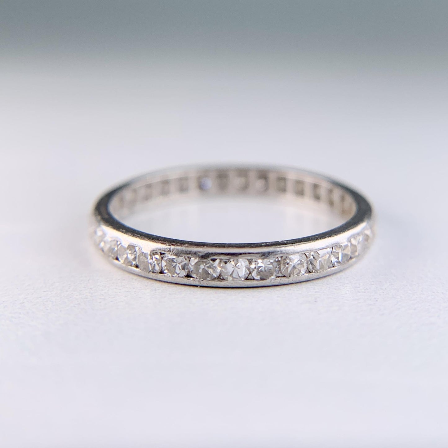 Art Deco Single Cut Diamond Eternity Band Ring Platinum