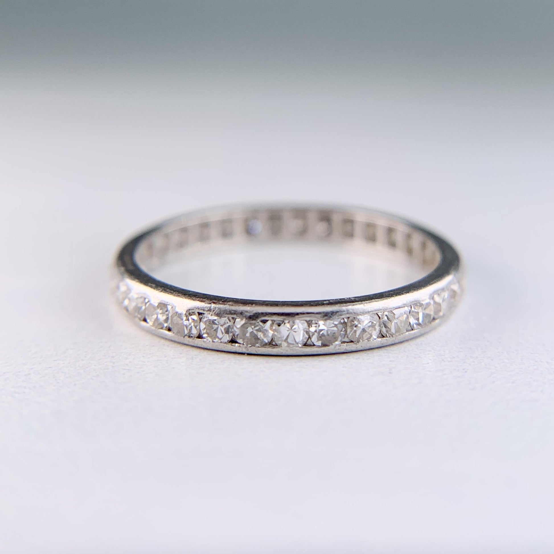 Art Deco Single Cut Diamond Eternity Band Ring Platinum