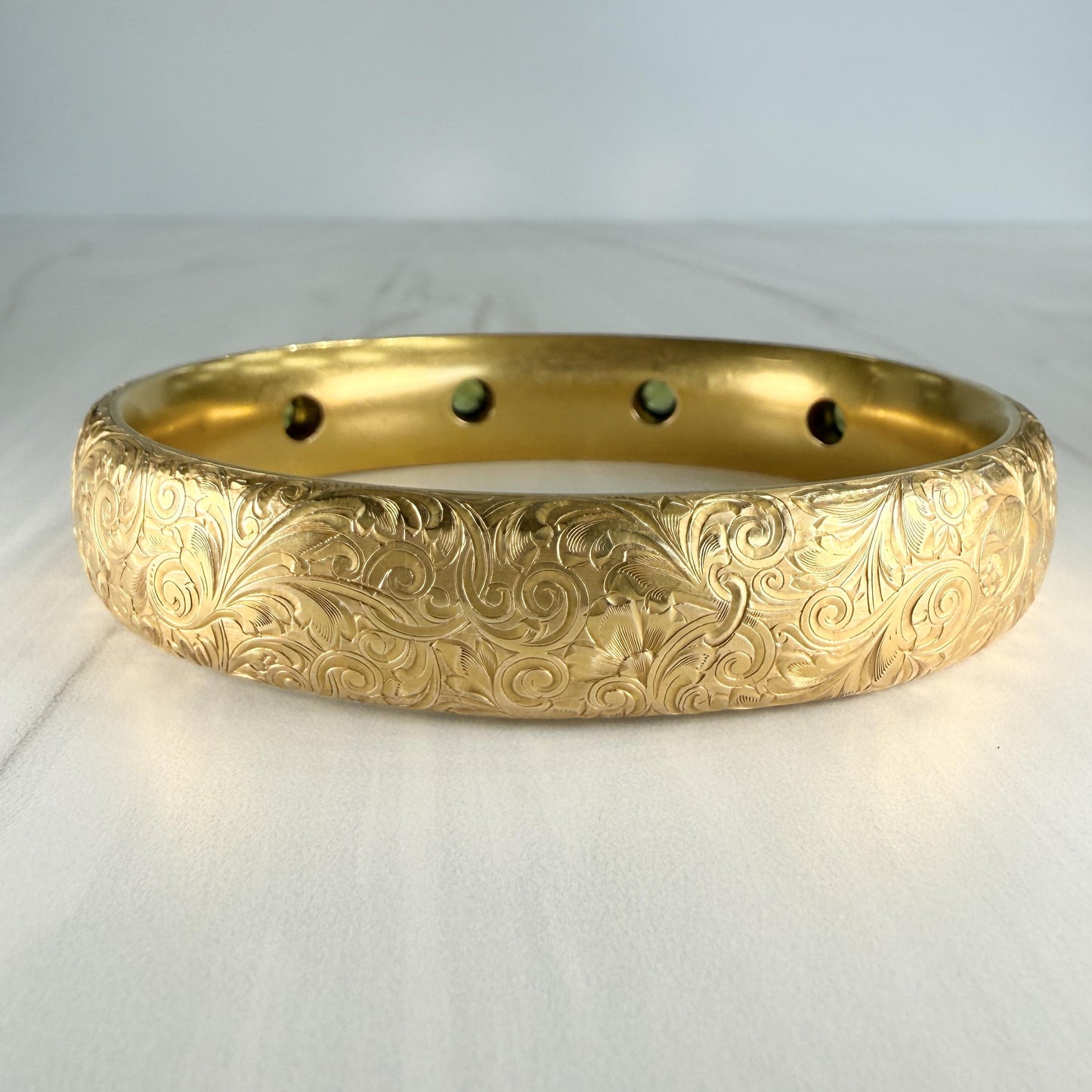 Antique 1905 Art Nouveau Riker Brothers Peridot Arm Bracelet 14k Yellow Gold