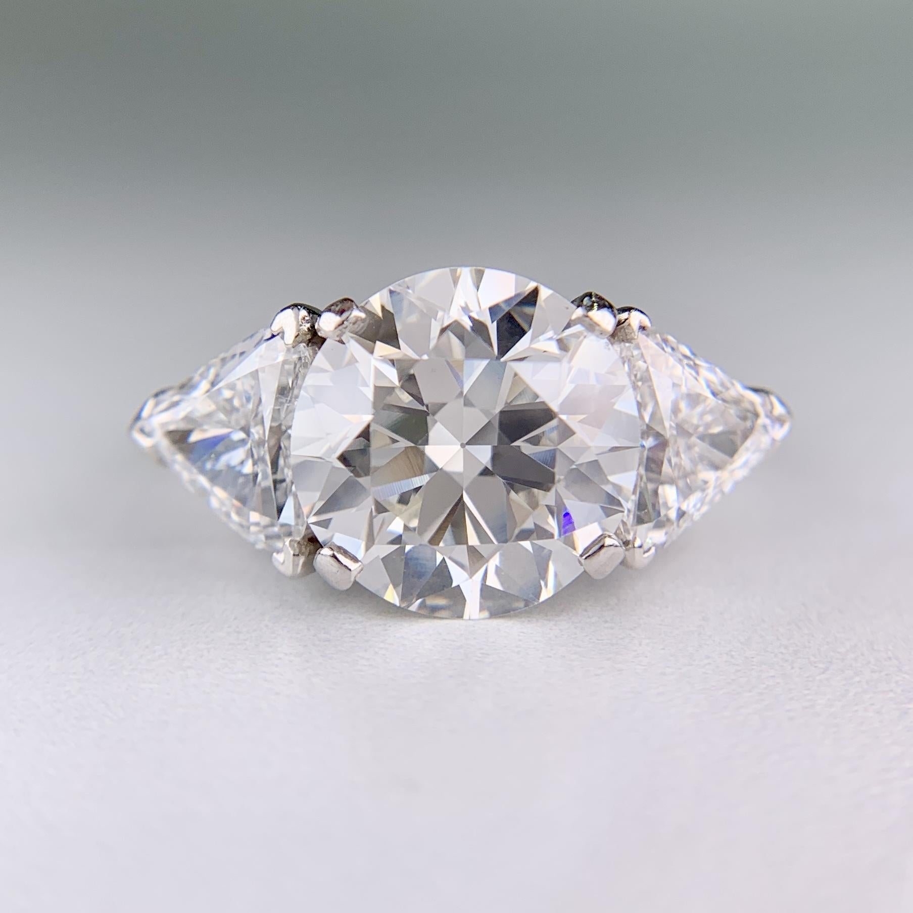 Vintage 1950's 5.15 Carat Transitional Cut Diamond Engagement Ring Platinum