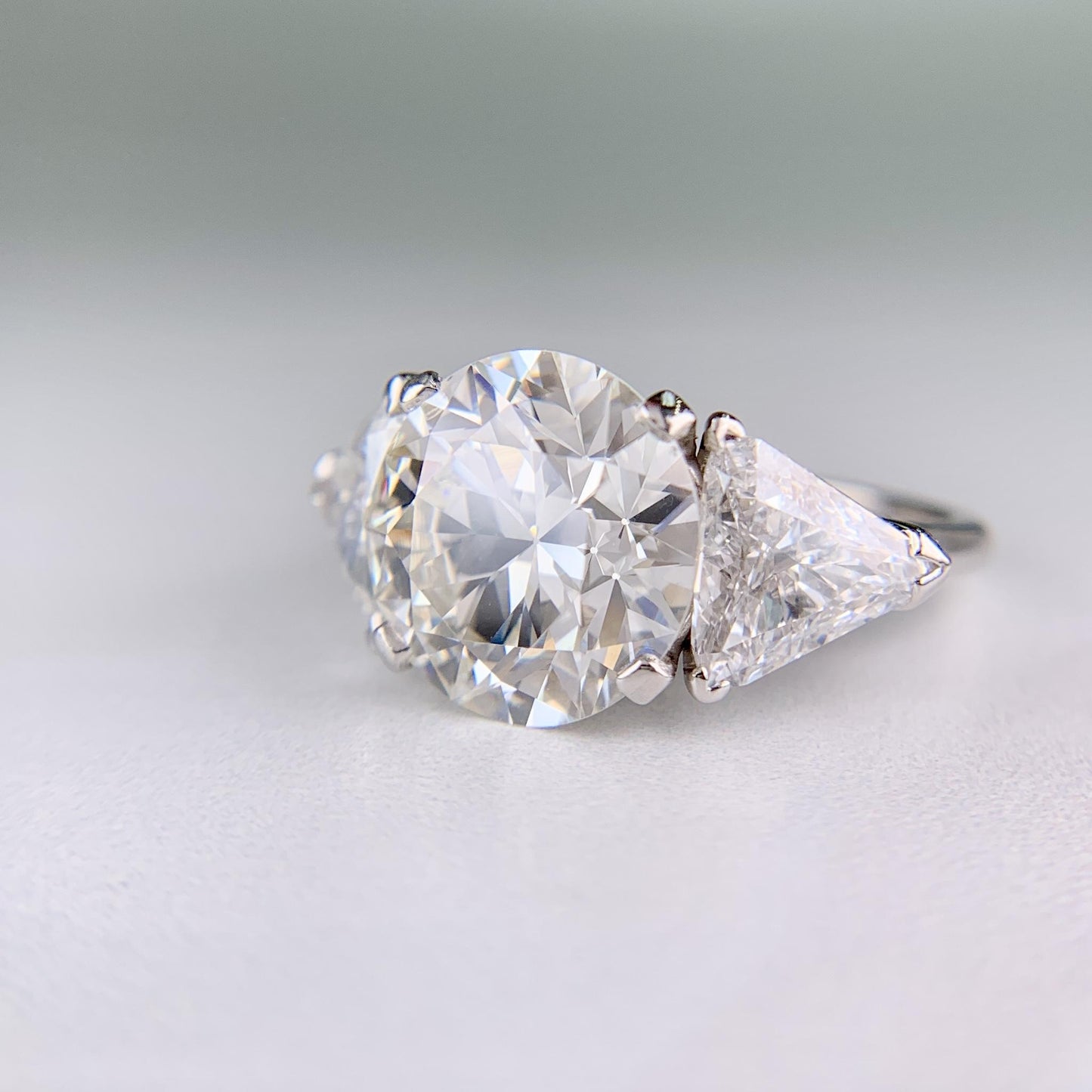 Vintage 1950's 5.15 Carat Transitional Cut Diamond Engagement Ring Platinum