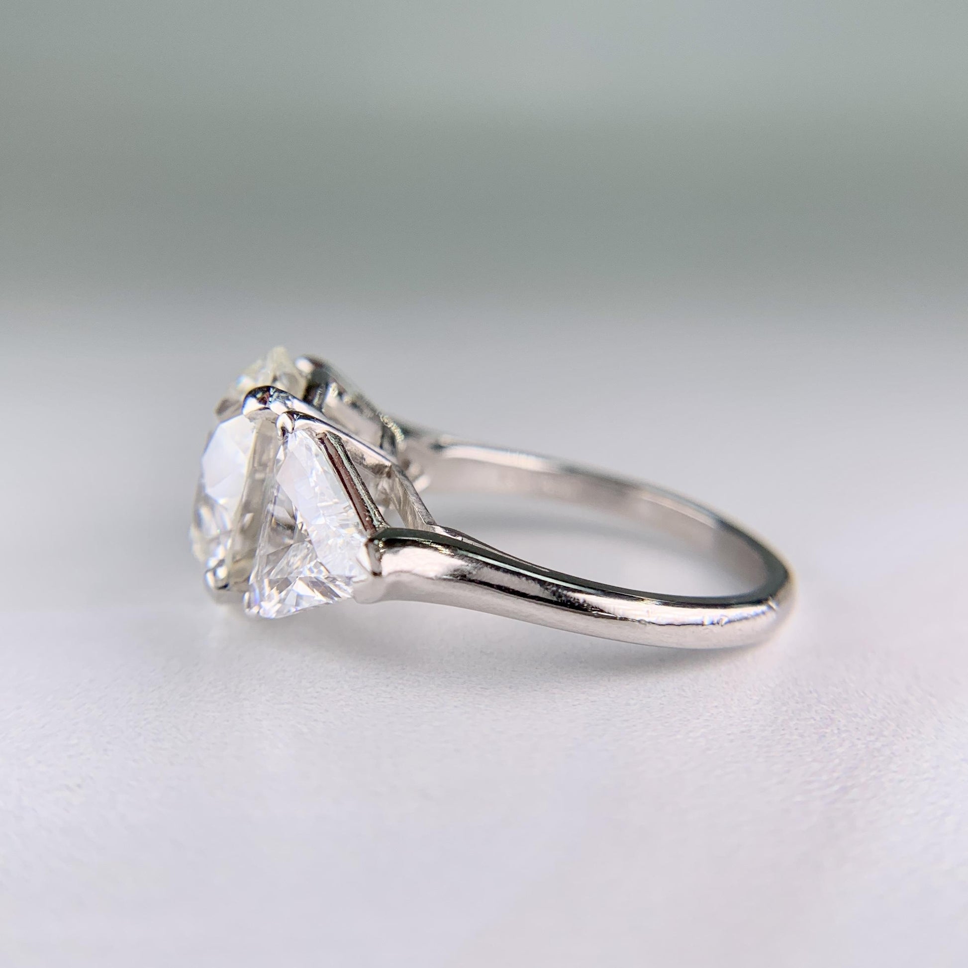 Vintage 1950's 5.15 Carat Transitional Cut Diamond Engagement Ring Platinum