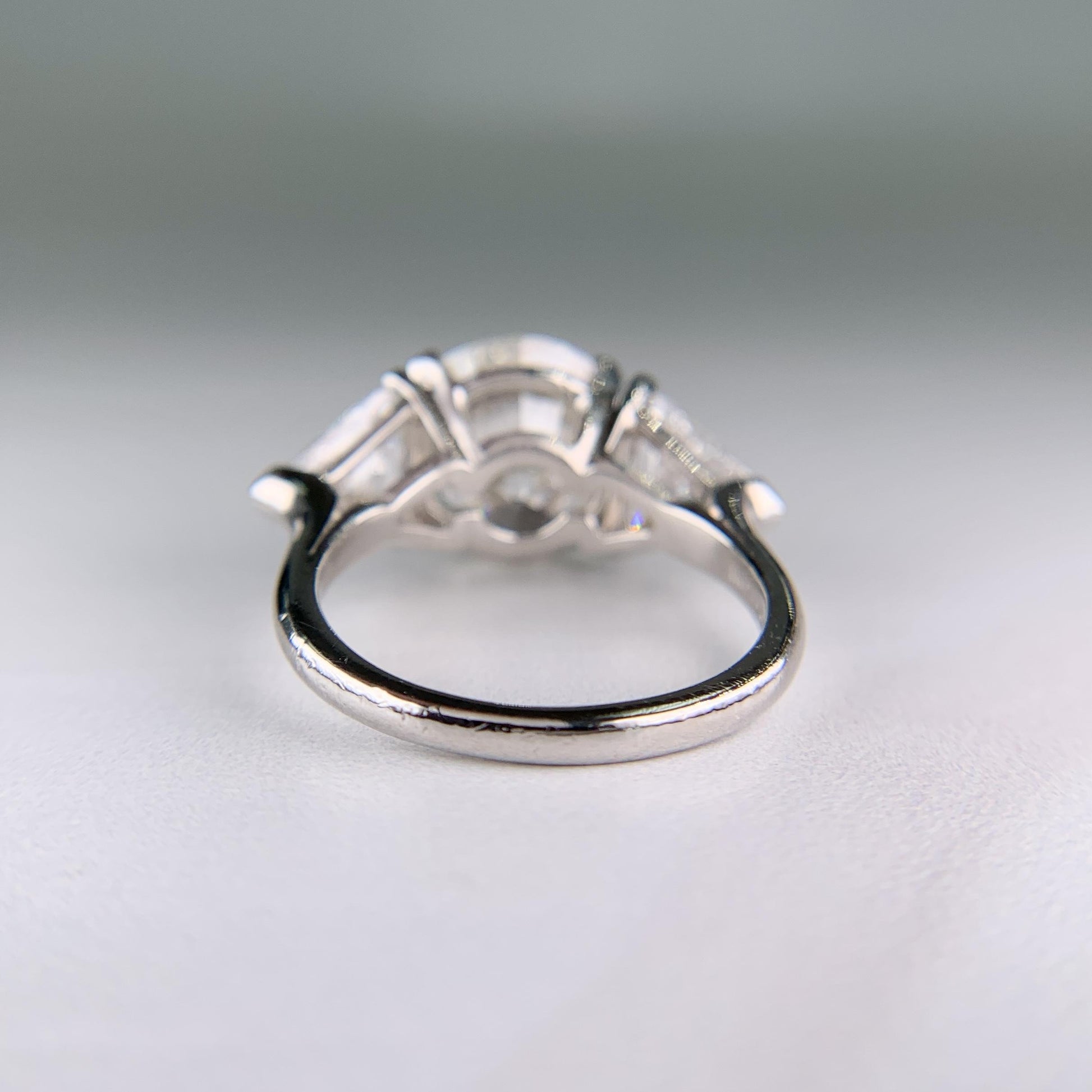 Vintage 1950's 5.15 Carat Transitional Cut Diamond Engagement Ring Platinum