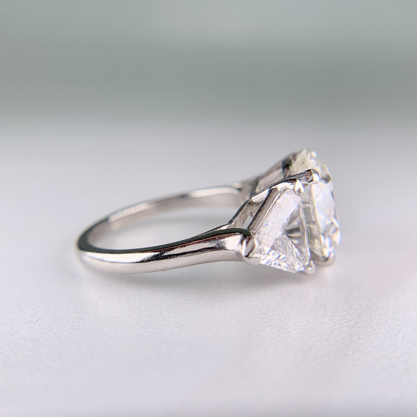 Vintage 1950's 5.15 Carat Transitional Cut Diamond Engagement Ring Platinum