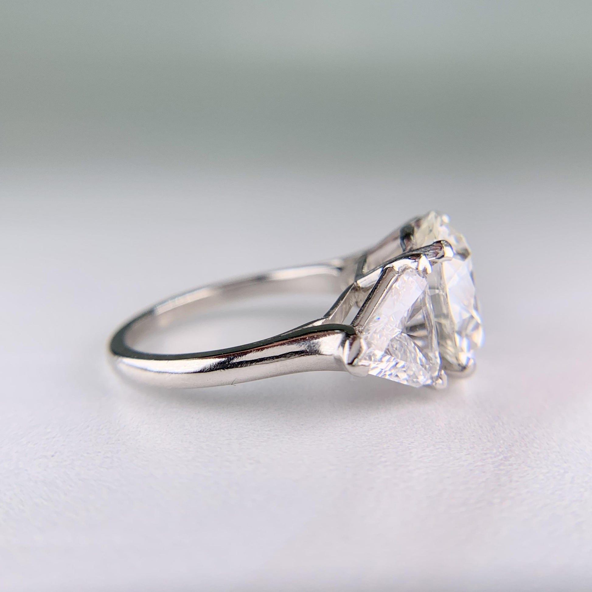 Vintage 1950's 5.15 Carat Transitional Cut Diamond Engagement Ring Platinum