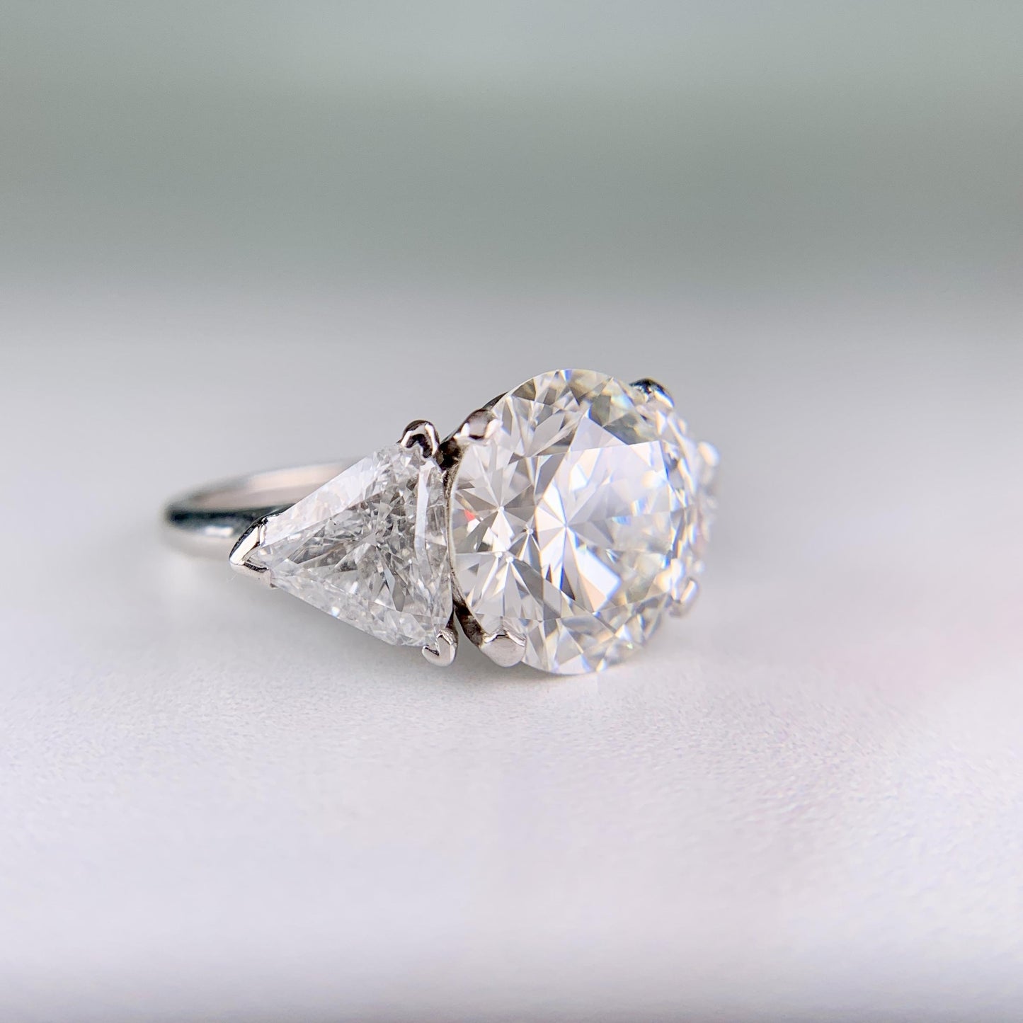 Vintage 1950's 5.15 Carat Transitional Cut Diamond Engagement Ring Platinum