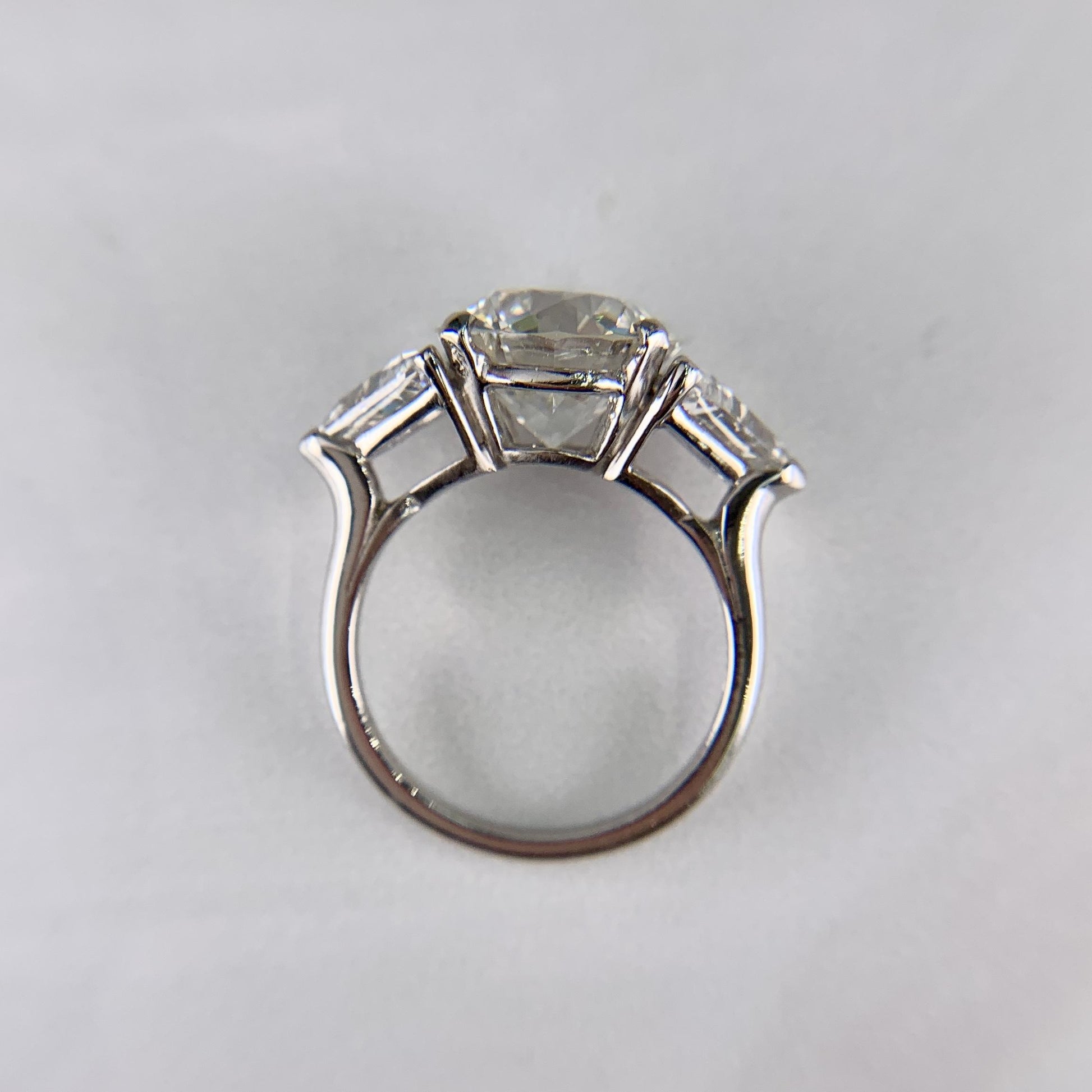 Vintage 1950's 5.15 Carat Transitional Cut Diamond Engagement Ring Platinum