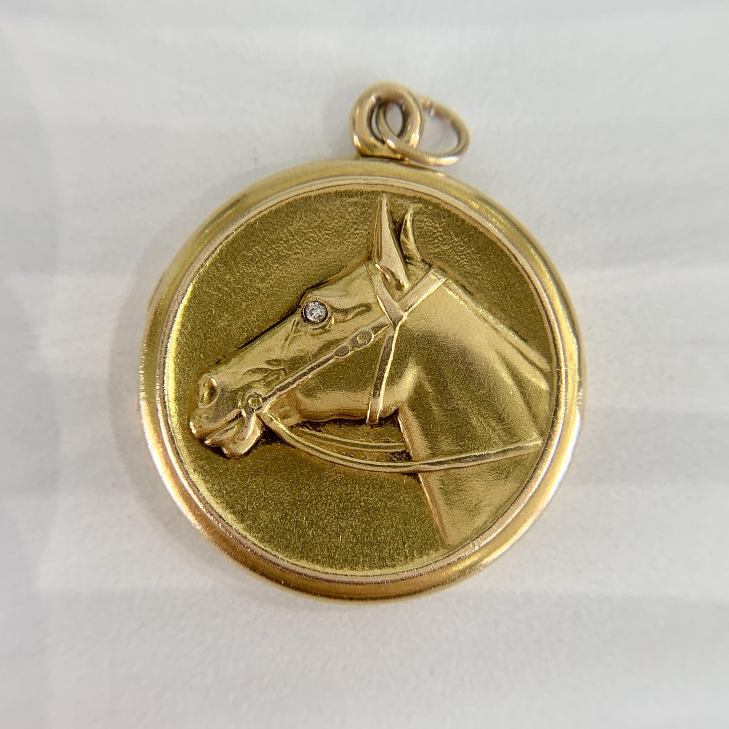 Antique 1900 Diamond Horse Locket Pendant 14k Yellow Gold