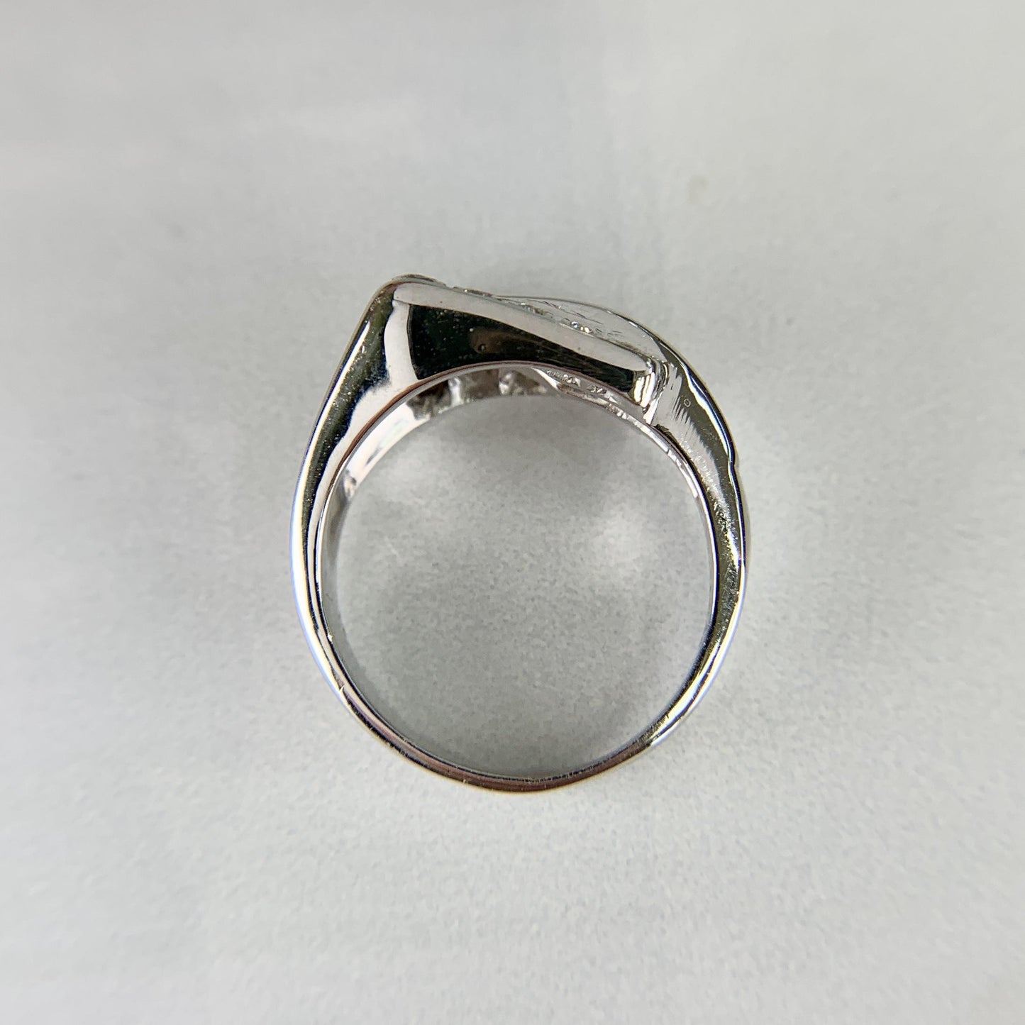 1950's Sapphire and Transitional Diamond Buckle Ring 14k White Gold