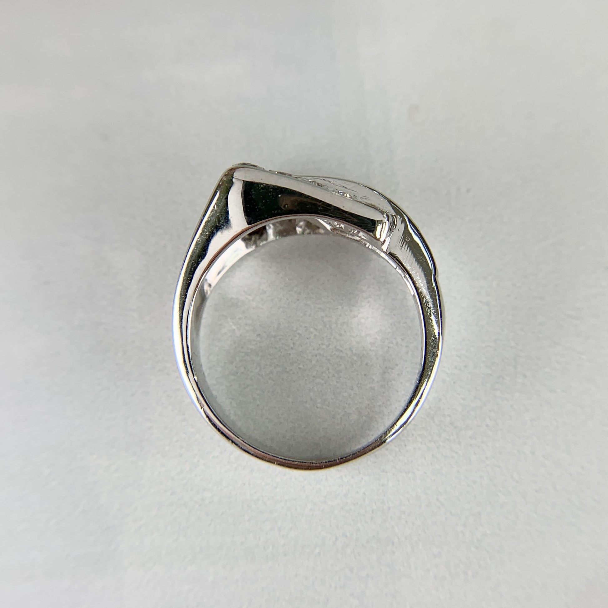 1950's Sapphire and Transitional Diamond Buckle Ring 14k White Gold