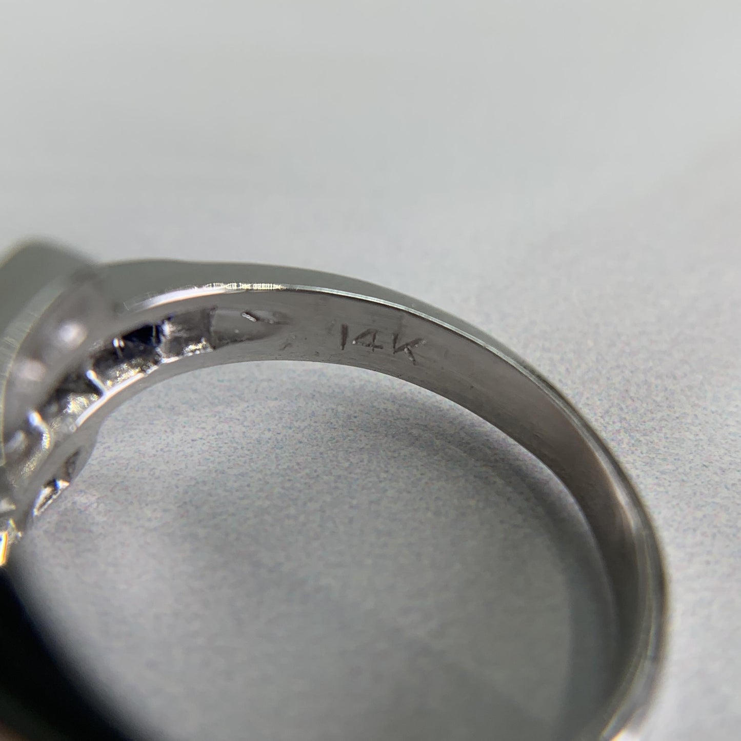 1950's Sapphire and Transitional Diamond Buckle Ring 14k White Gold
