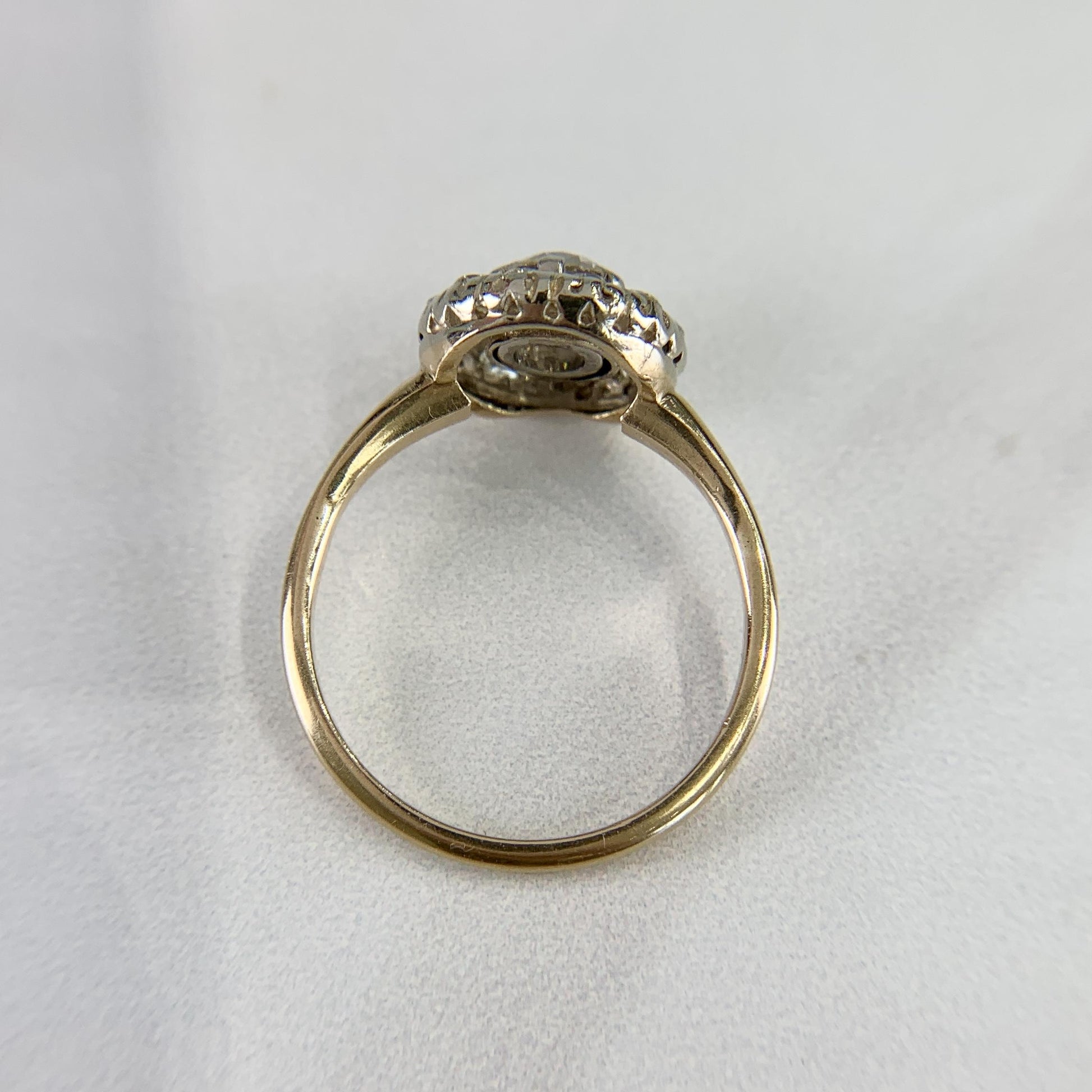 Vintage 1940's Old Mine Cut Diamond Halo Ring 14k Gold