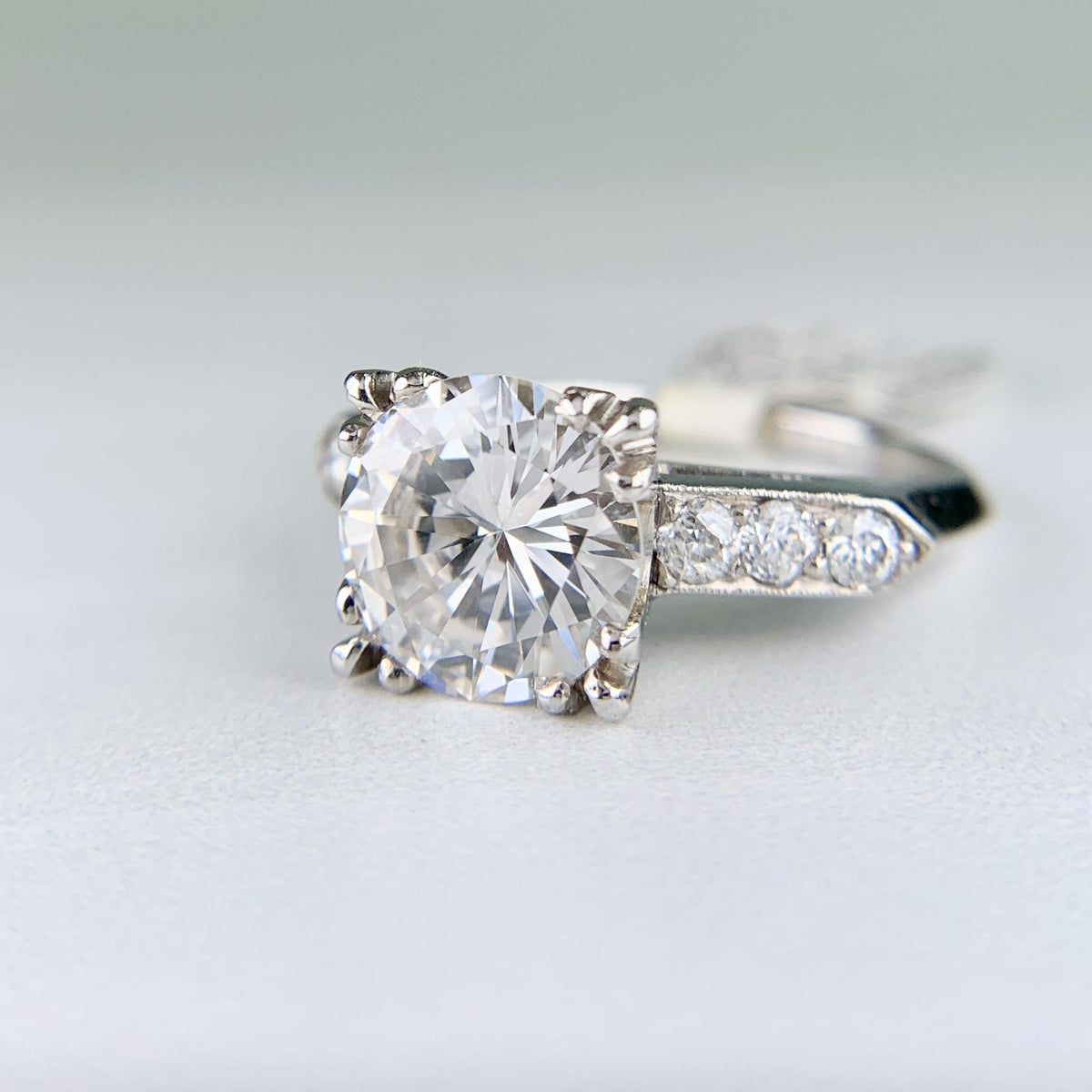 1950s GIA 2.42 Carat Diamond Platinum Engagement Ring