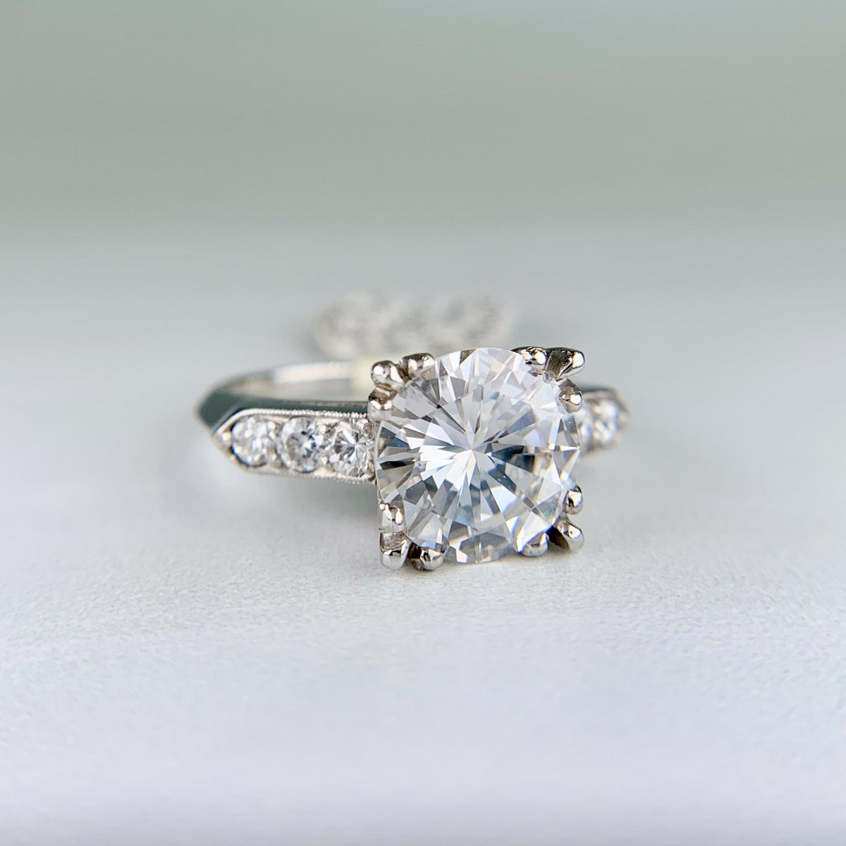 1950s GIA 2.42 Carat Diamond Platinum Engagement Ring