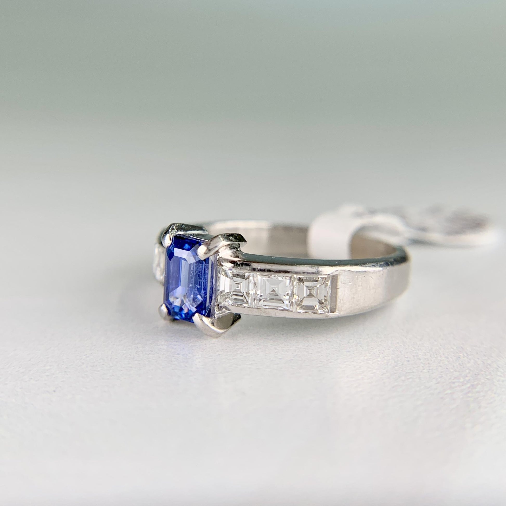 1980's Sapphire and Diamond Platinum Ring
