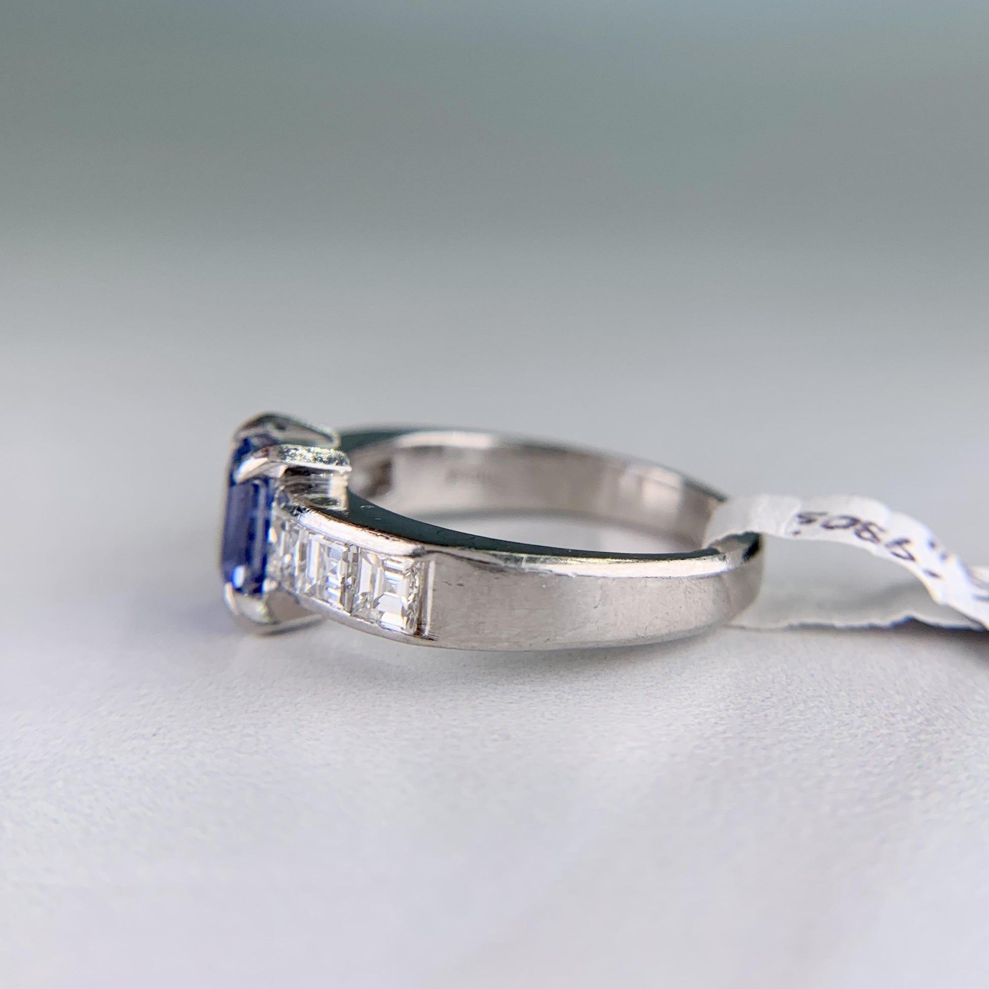 1980's Sapphire and Diamond Platinum Ring