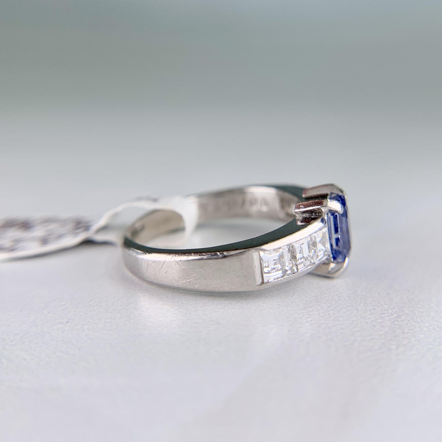 1980's Sapphire and Diamond Platinum Ring