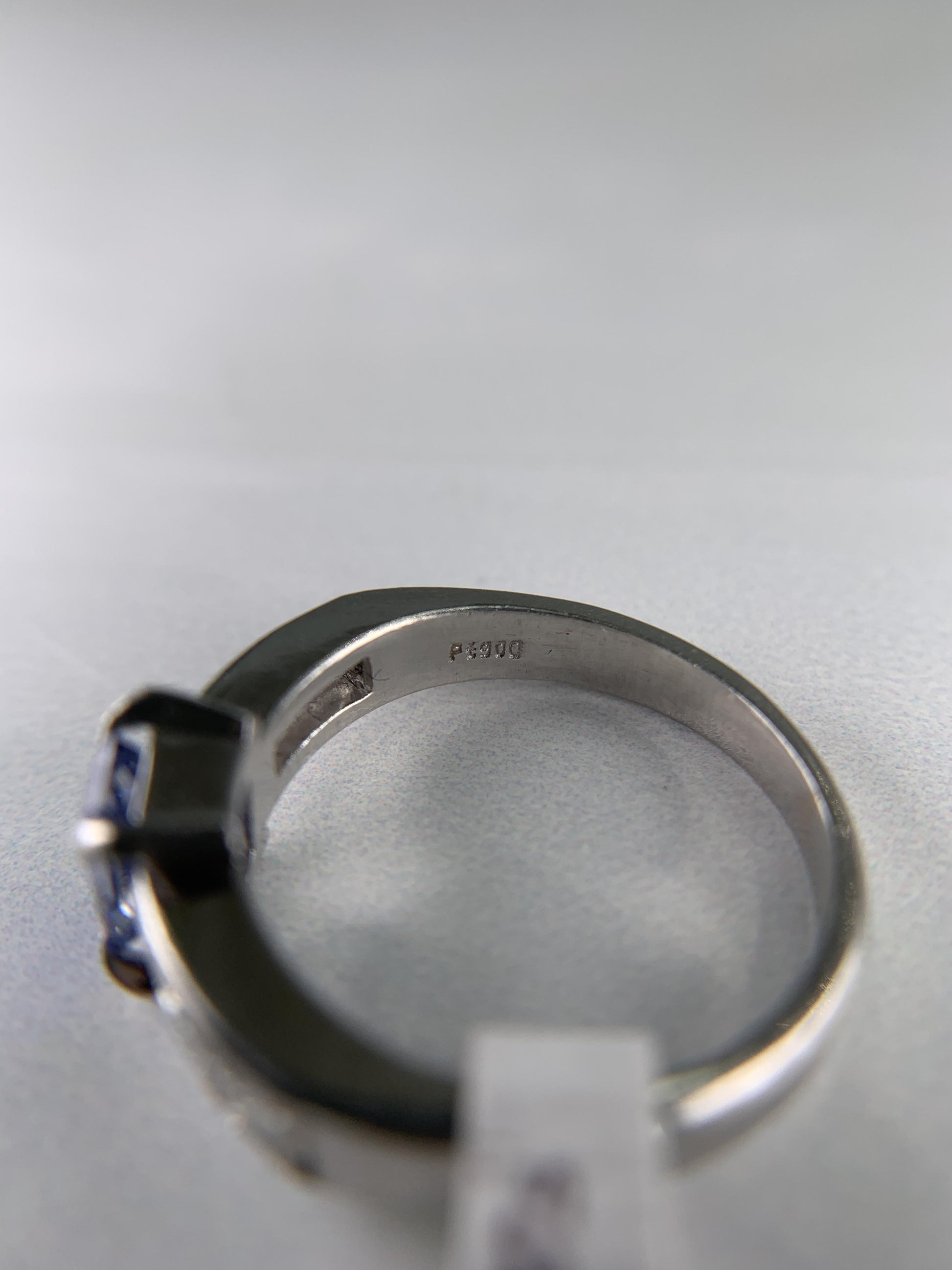 1980's Sapphire and Diamond Platinum Ring