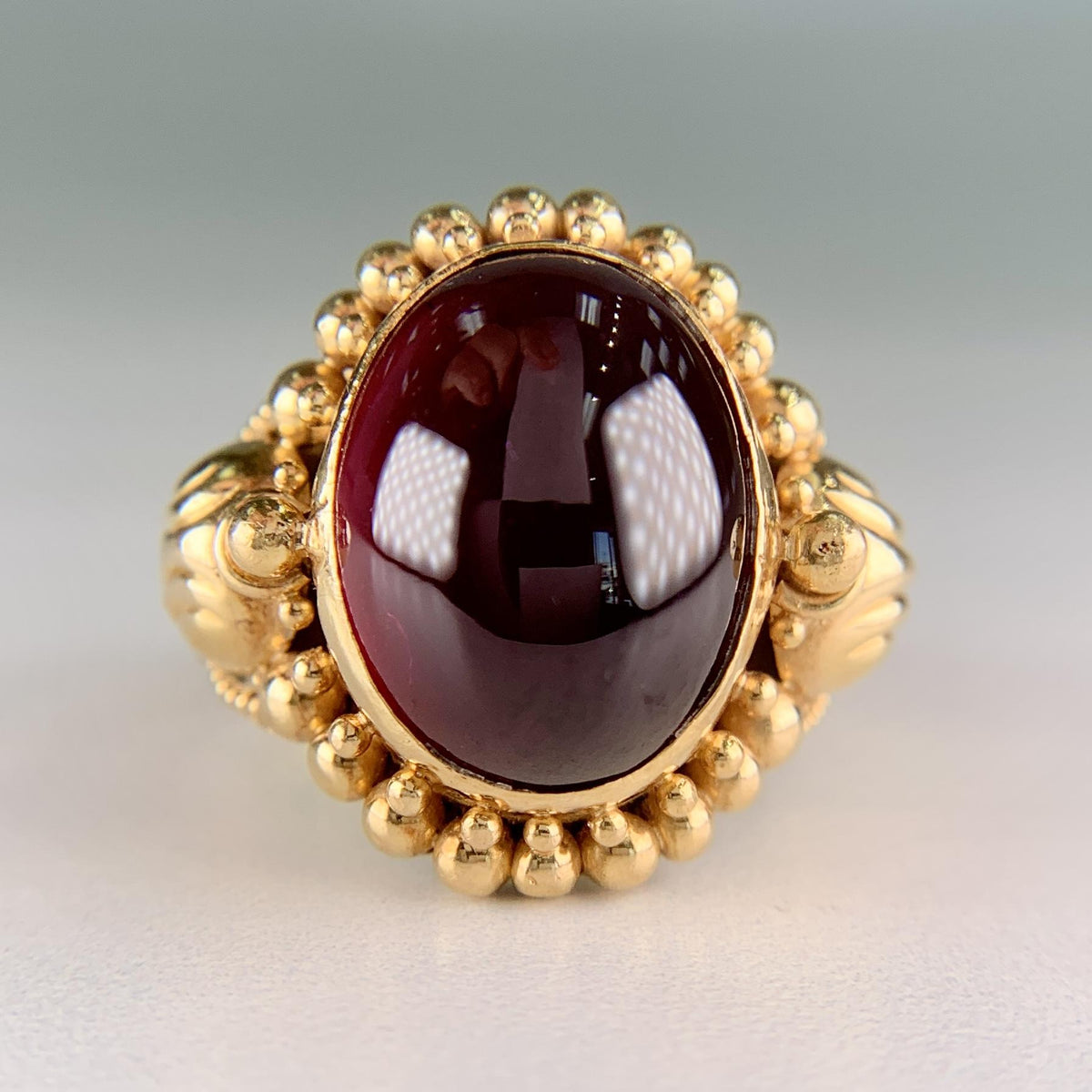 Vintage 1990's Stephen Dweck Pink Tourmaline Cabochon Ring 22k Yellow Gold