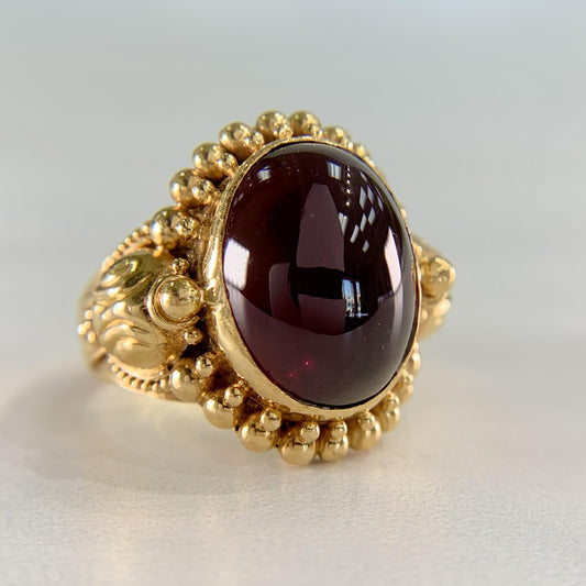 Vintage 1990's Stephen Dweck Pink Tourmaline Cabochon Ring 22k Yellow Gold