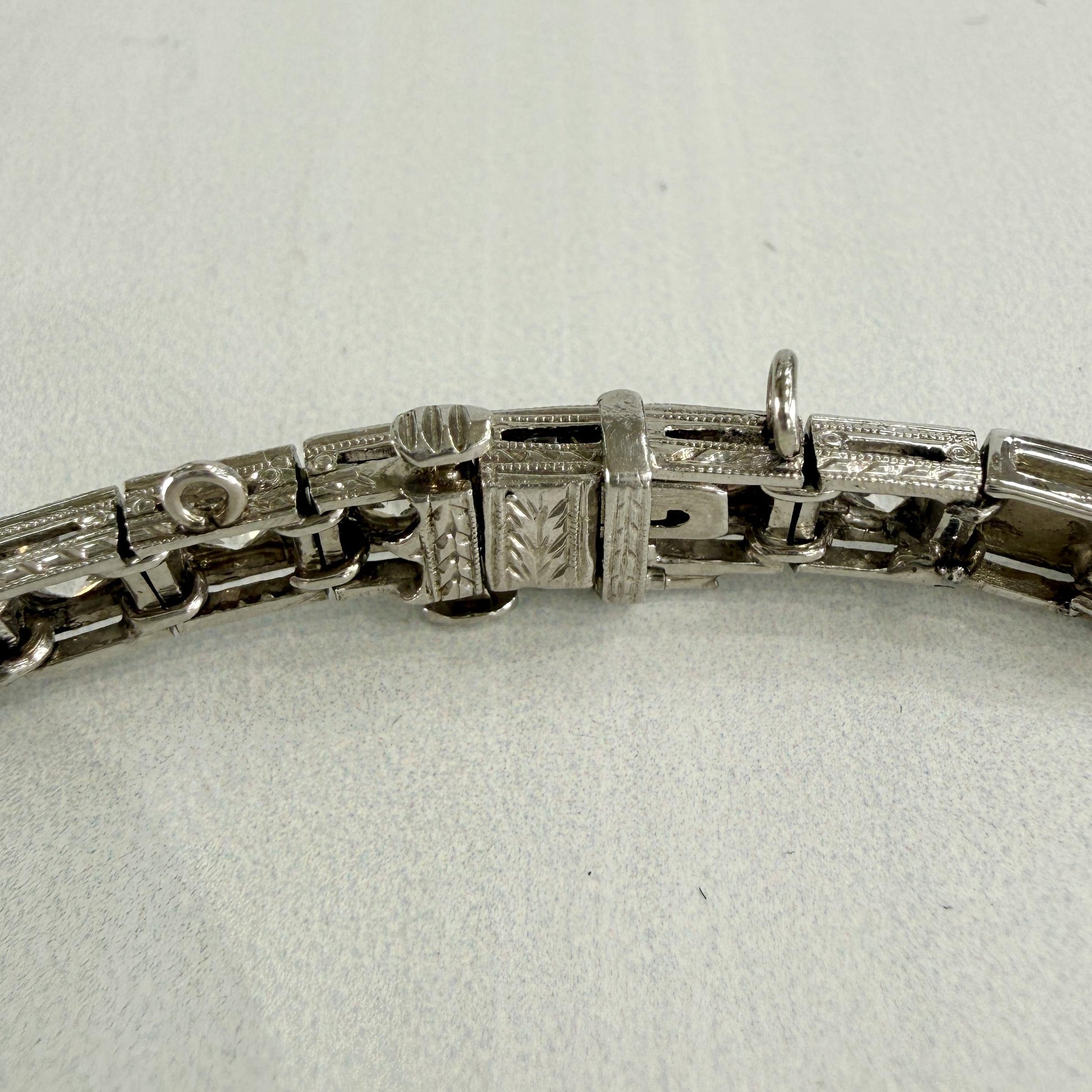 Antique 1925 Art Deco Sapphire and Old Cut Diamond Bracelet Platinum