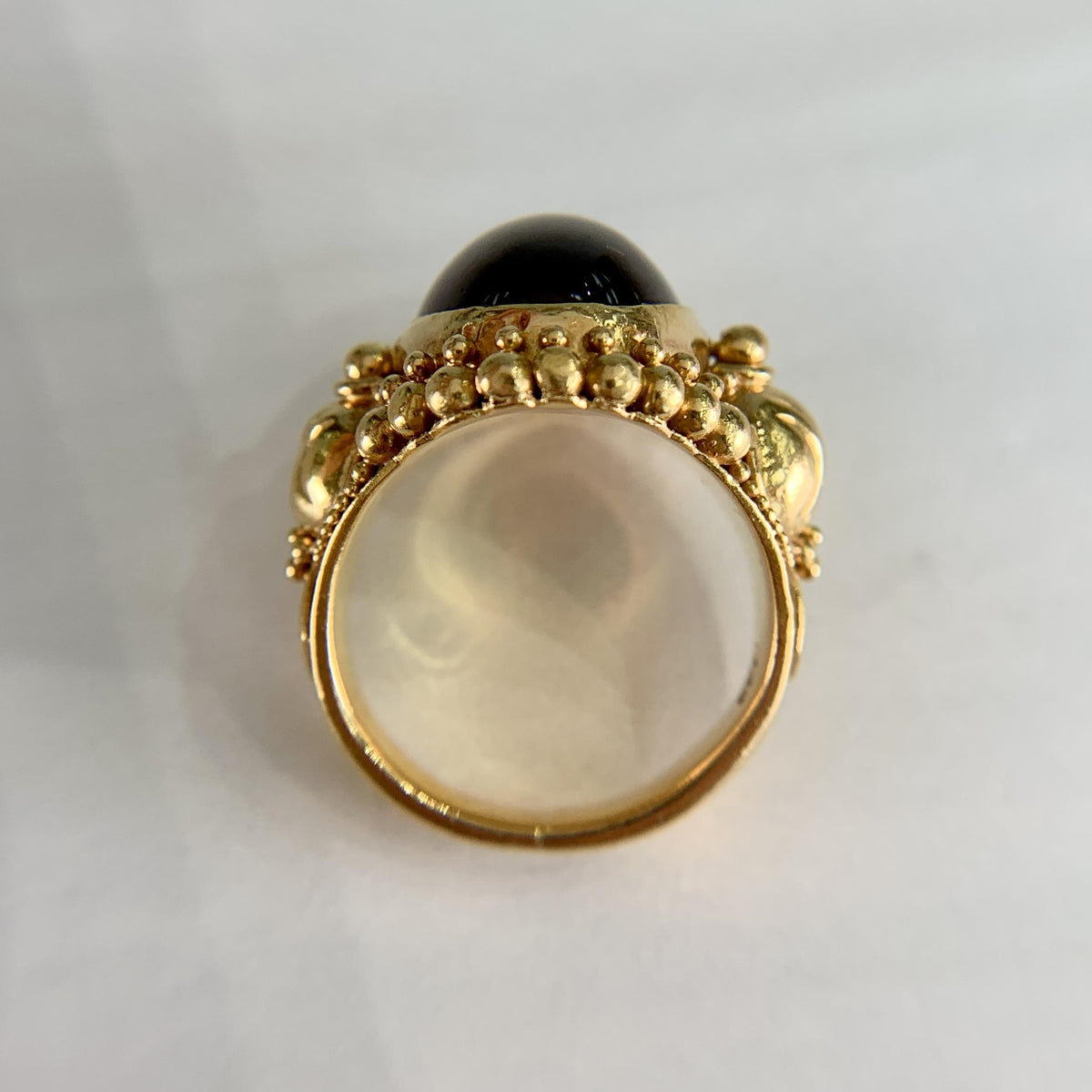 Vintage 1990's Stephen Dweck Pink Tourmaline Cabochon Ring 22k Yellow Gold