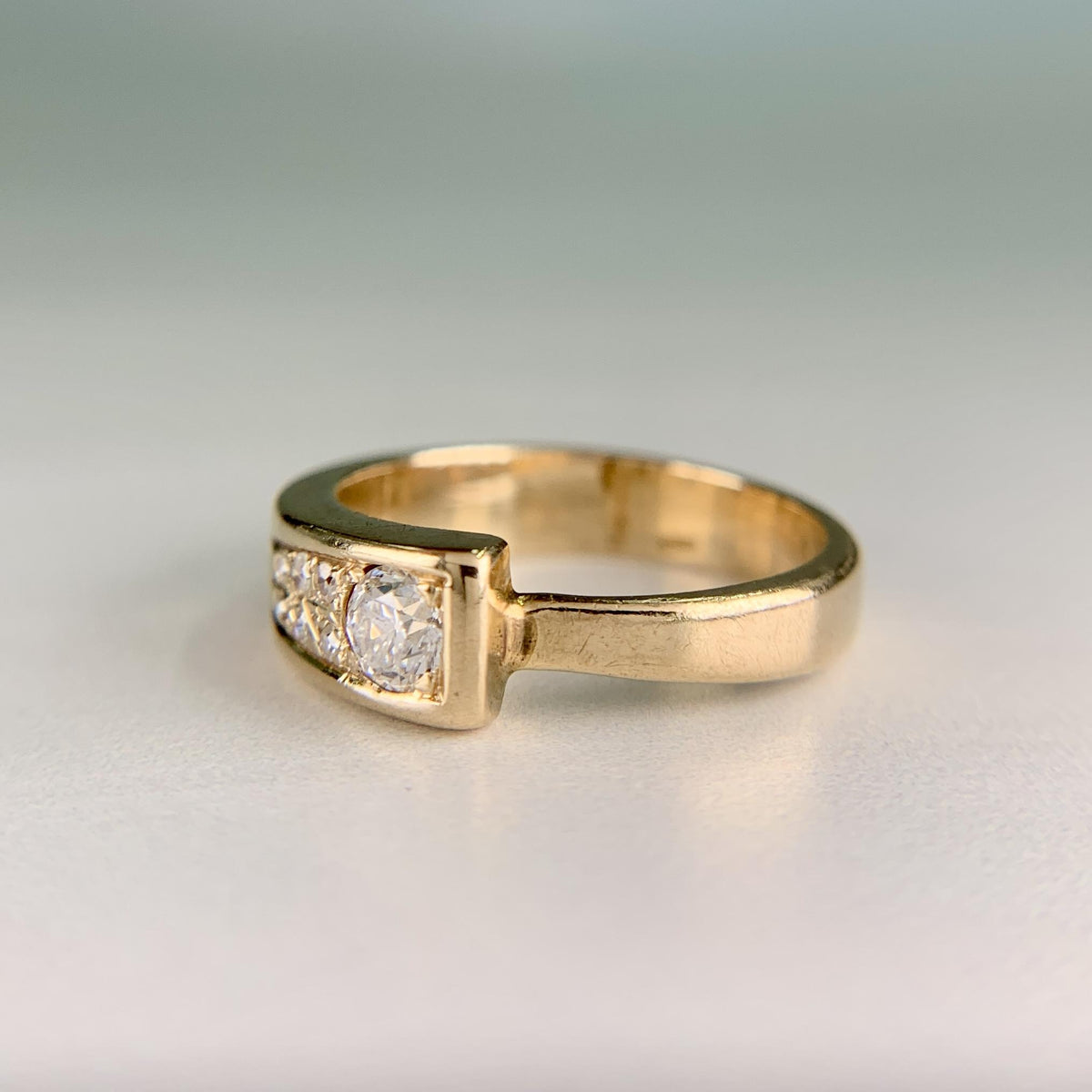 Vintage 1960's Old European Cut Diamond Band Ring 14k Yellow Gold