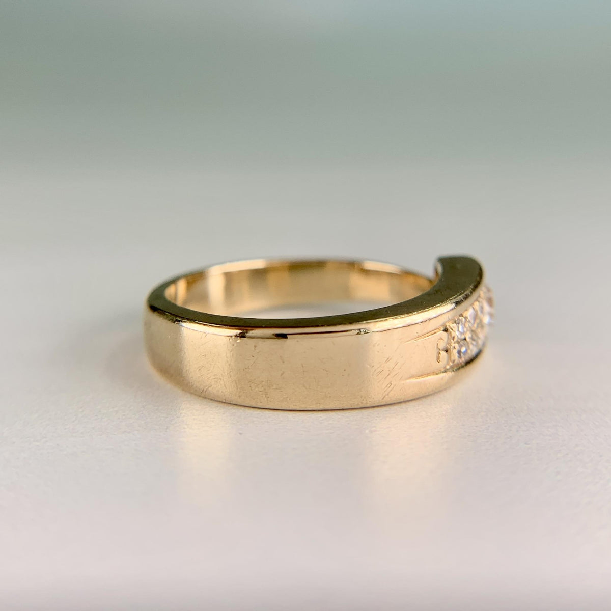 Vintage 1960's Old European Cut Diamond Band Ring 14k Yellow Gold