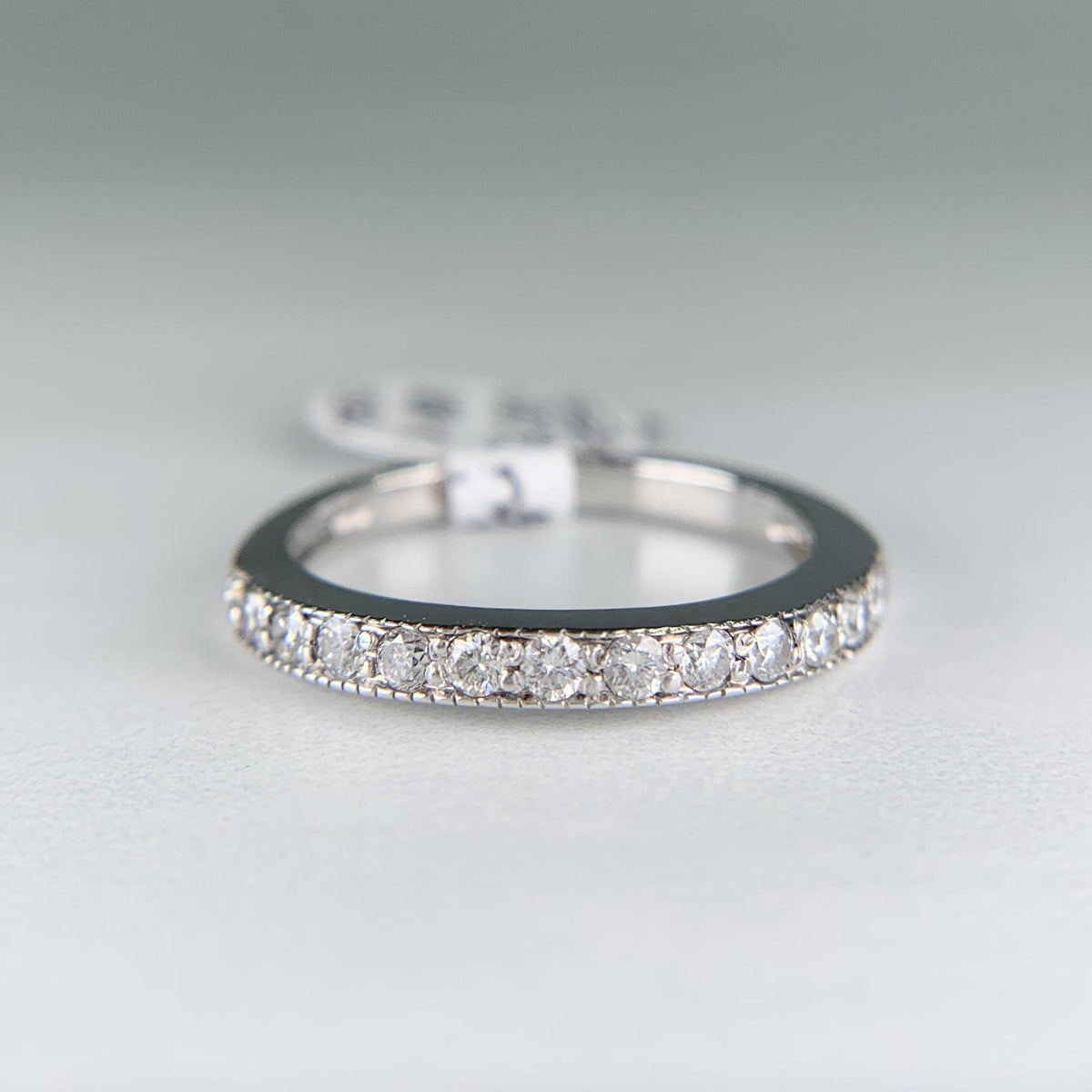 1990's Slight Curve Diamond Band 14k White Gold