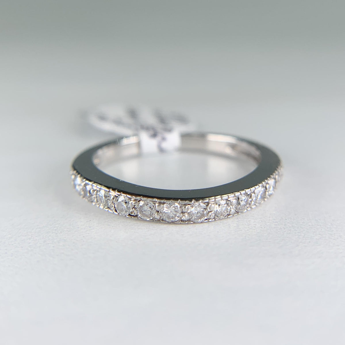 1990's Slight Curve Diamond Band 14k White Gold