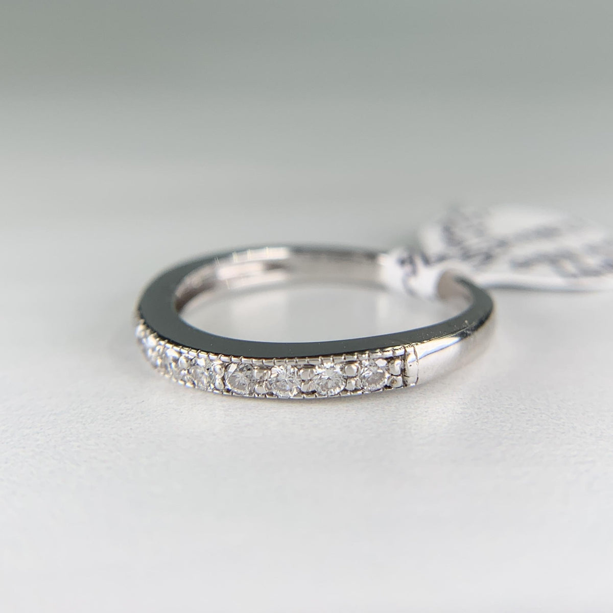 1990's Slight Curve Diamond Band 14k White Gold