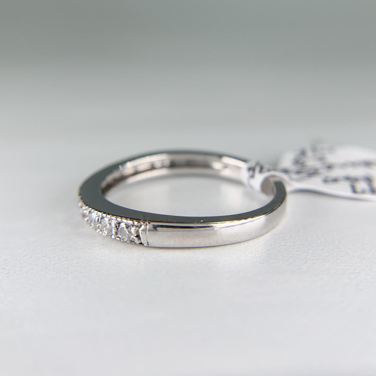 1990's Slight Curve Diamond Band 14k White Gold
