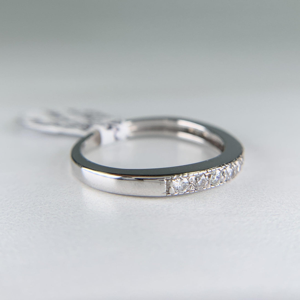 1990's Slight Curve Diamond Band 14k White Gold