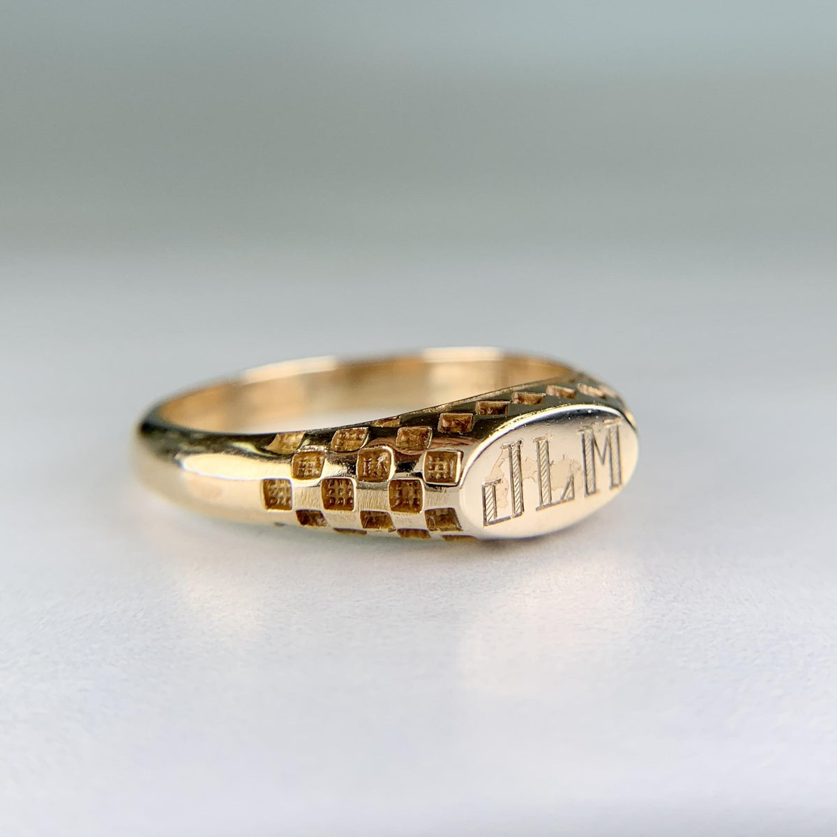 Vintage 1940's Engraved Signet Ring "JLM" 10k Yellow Gold