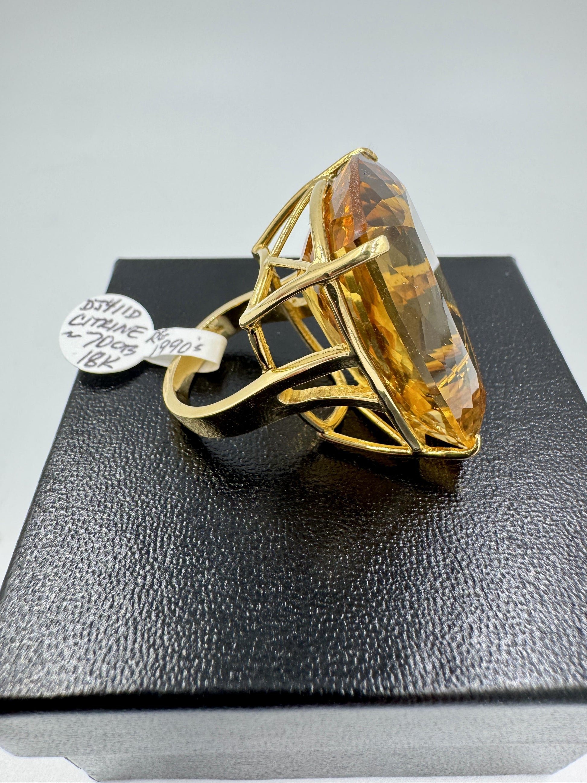 Massive 70cts Citrine 18k gold Cocktail Ring