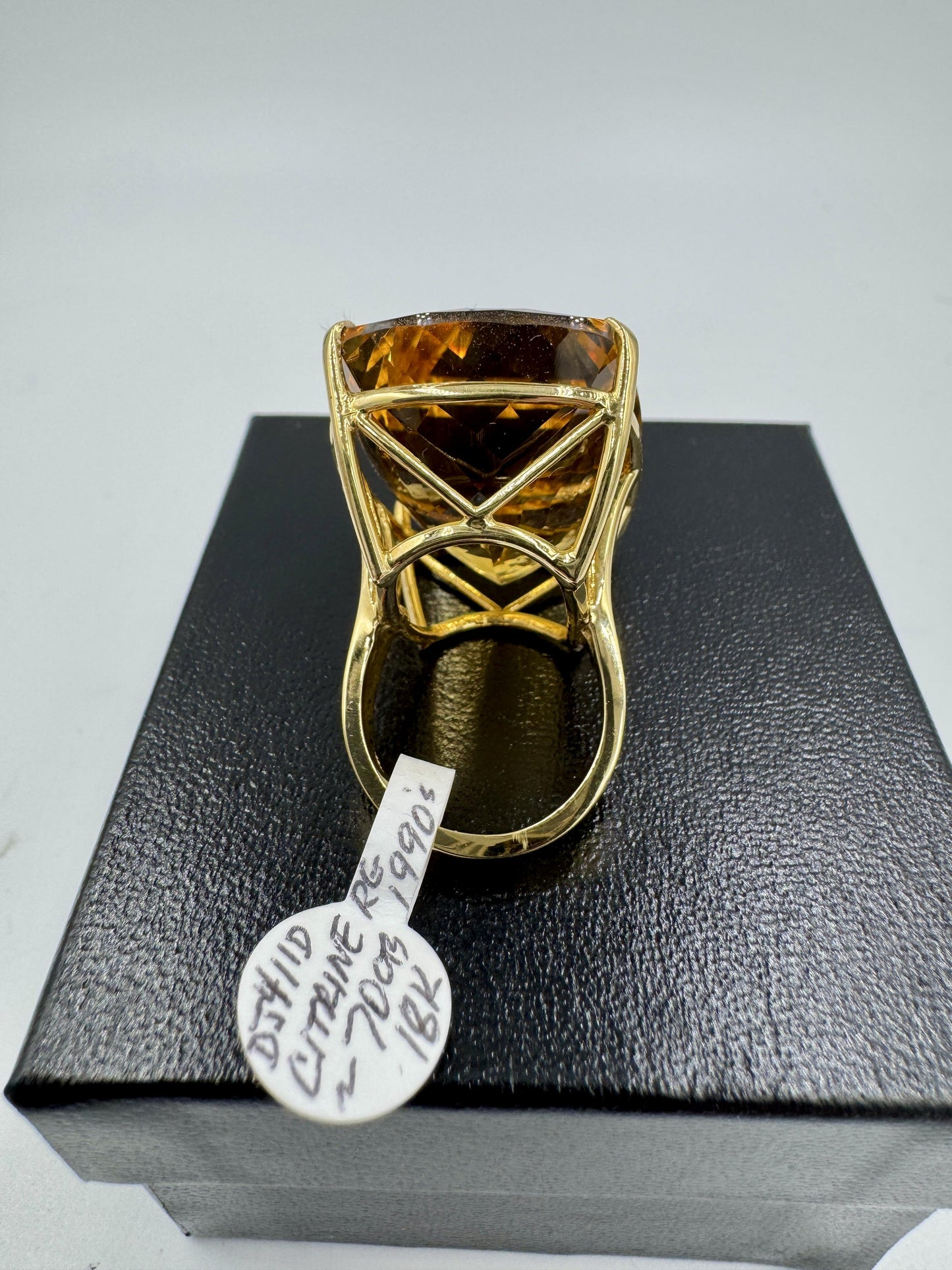 Massive 70cts Citrine 18k gold Cocktail Ring
