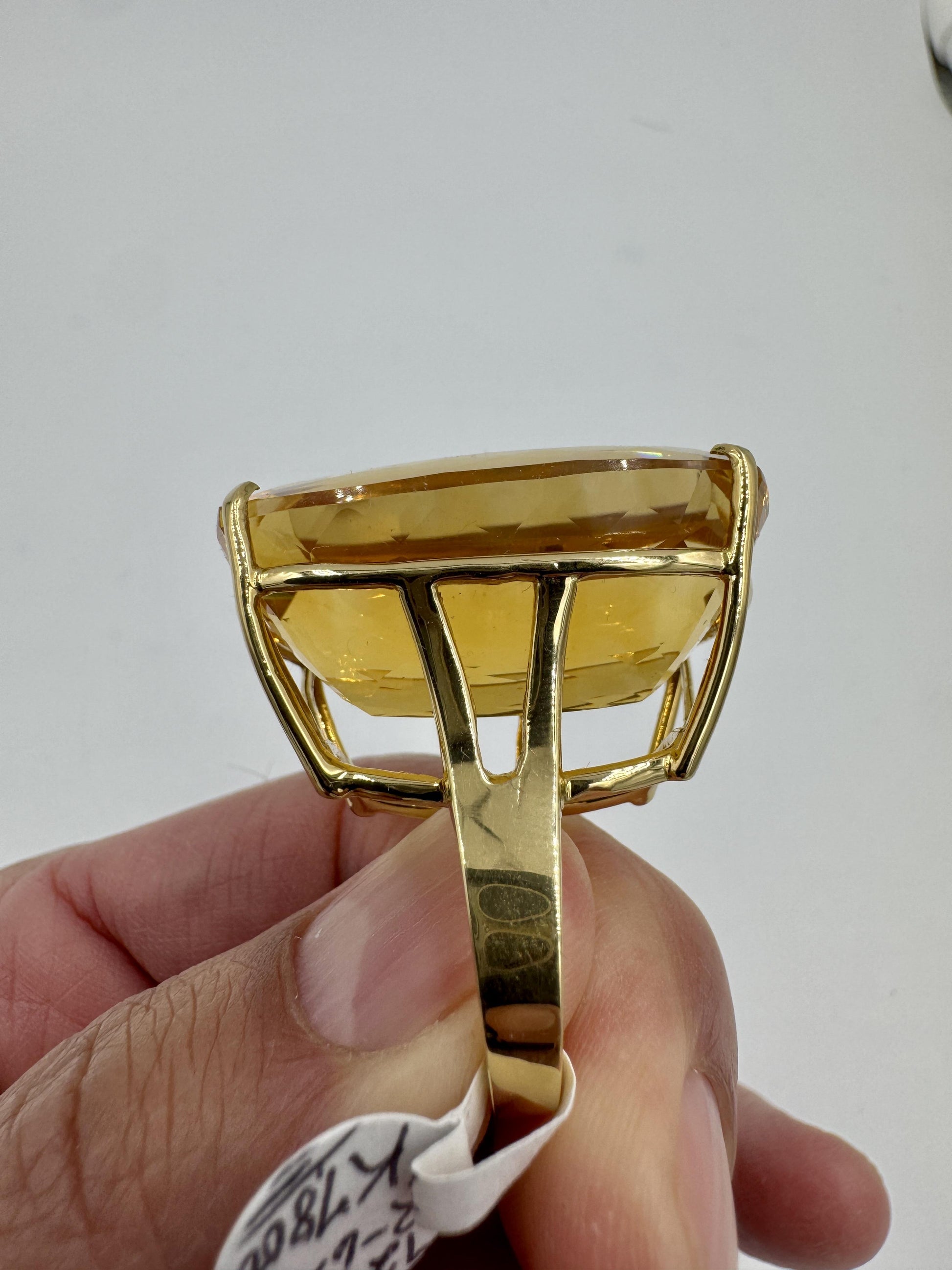 Massive 70cts Citrine 18k gold Cocktail Ring