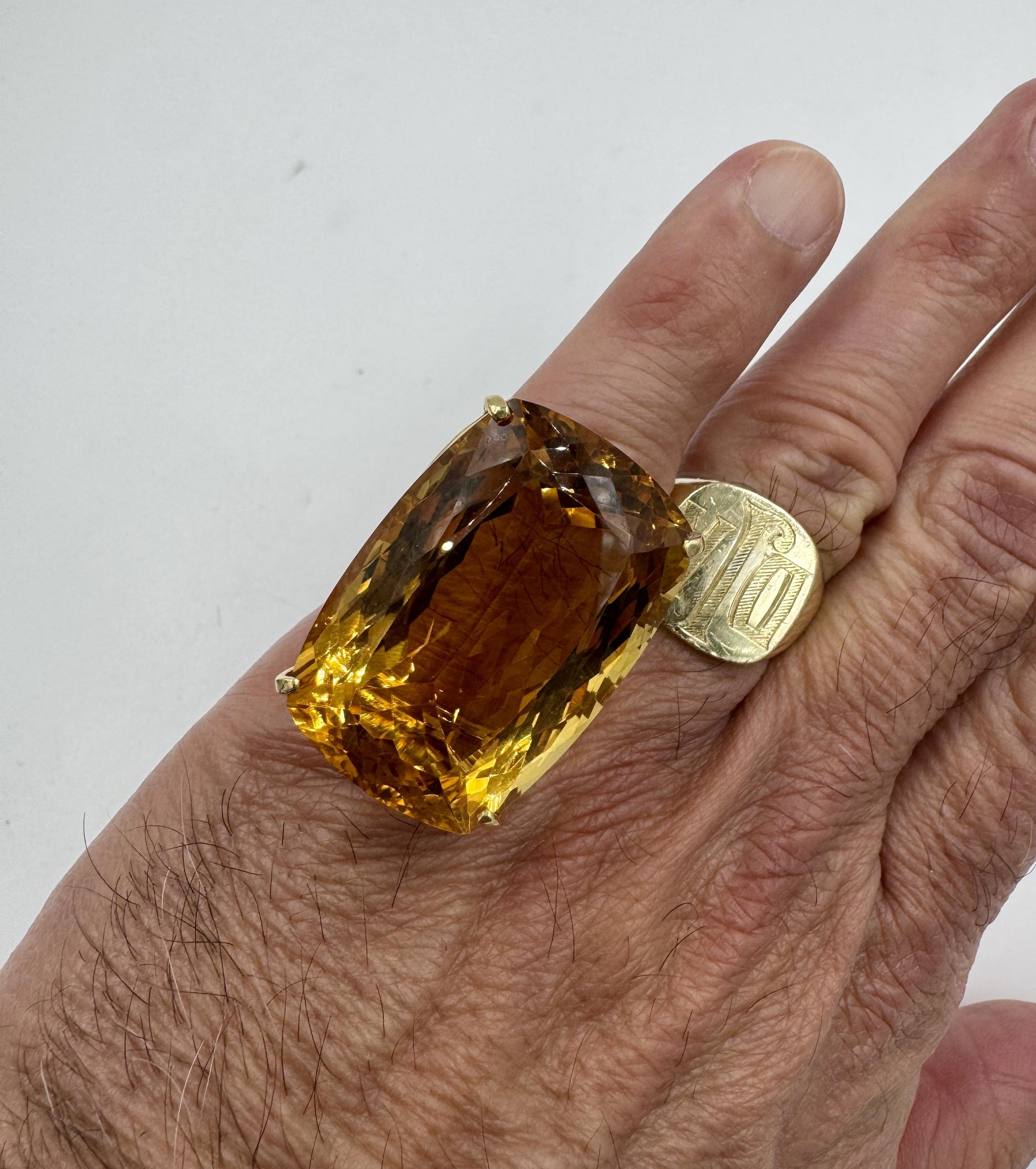 Massive 70cts Citrine 18k gold Cocktail Ring
