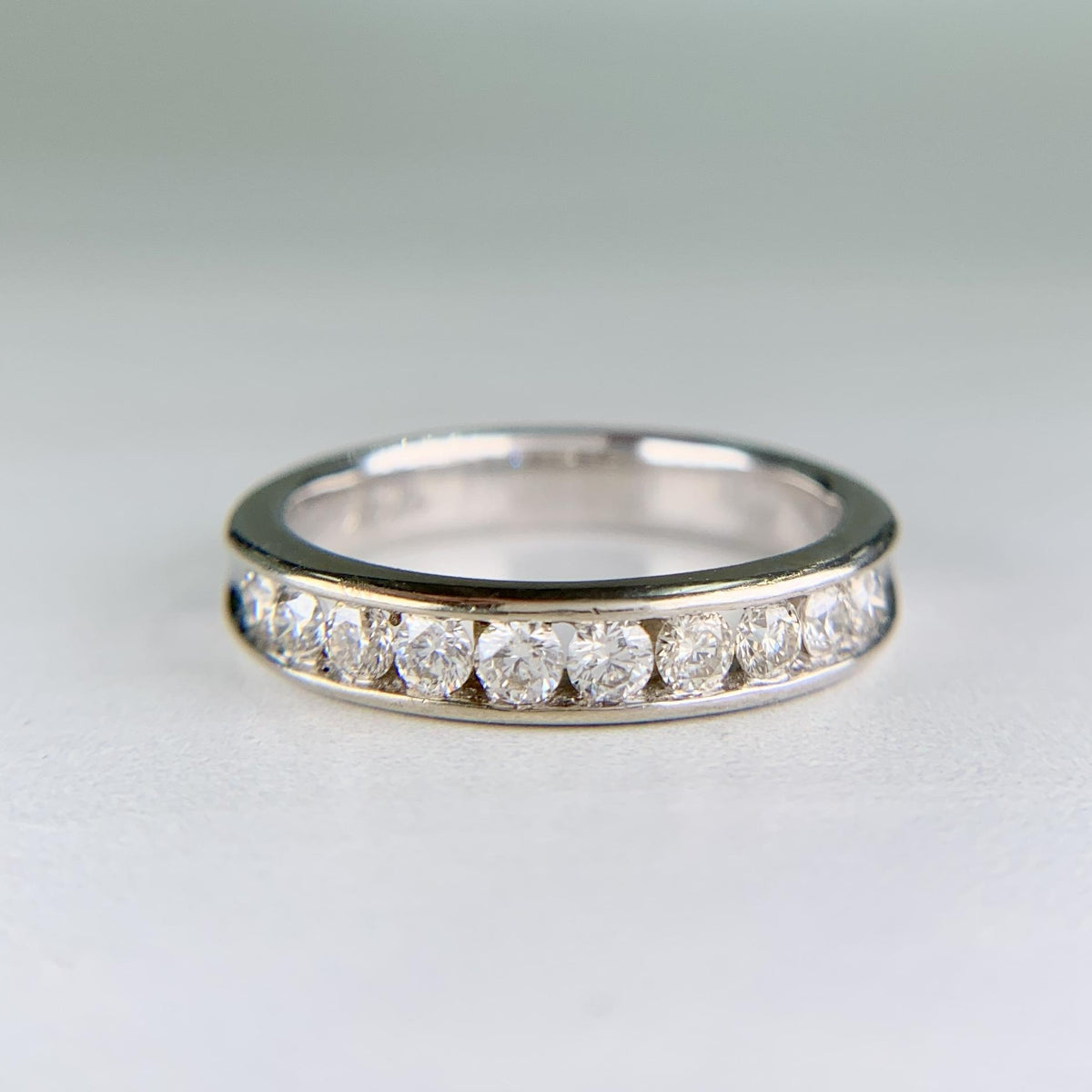 Channel Set Diamond Band Ring 14k White Gold