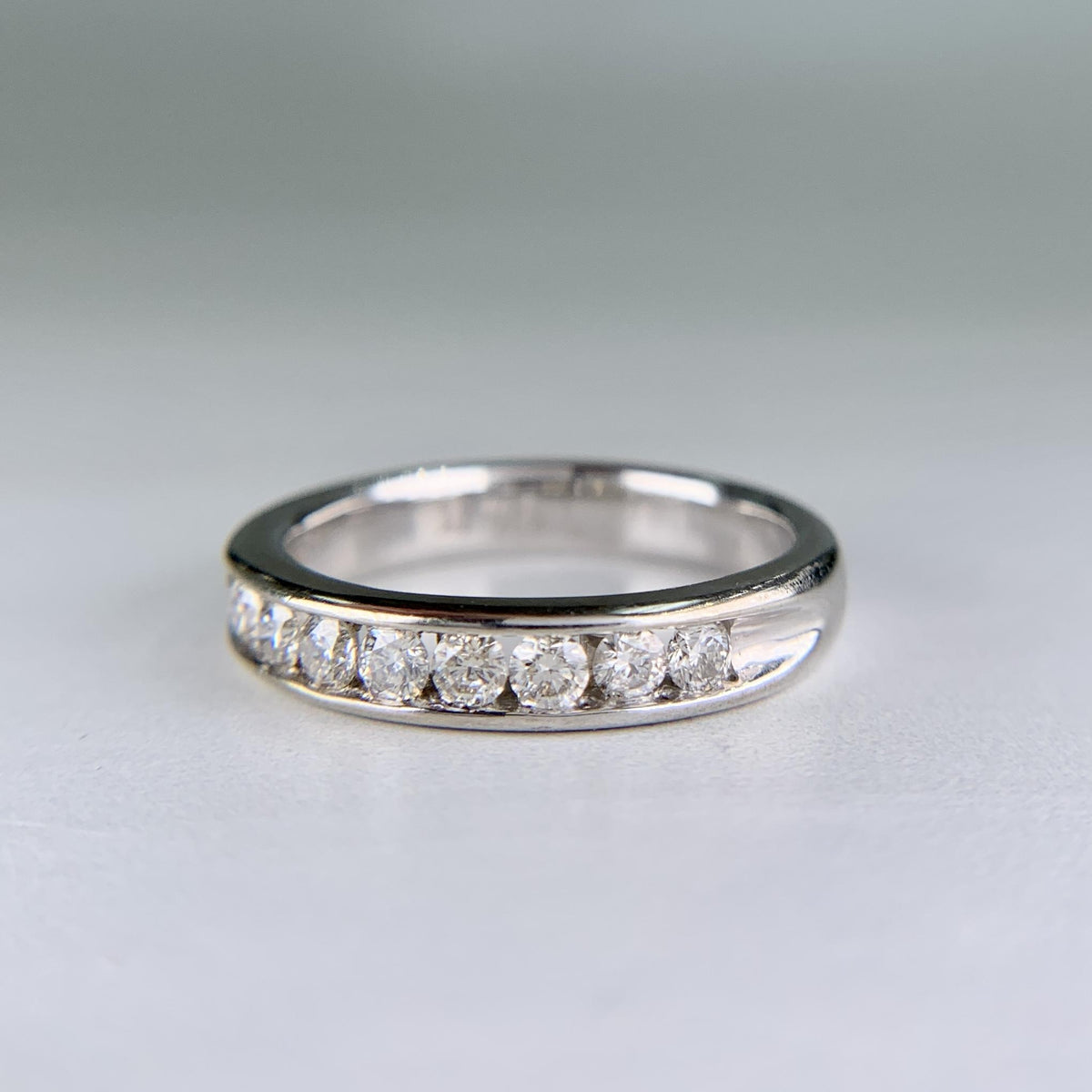 Channel Set Diamond Band Ring 14k White Gold