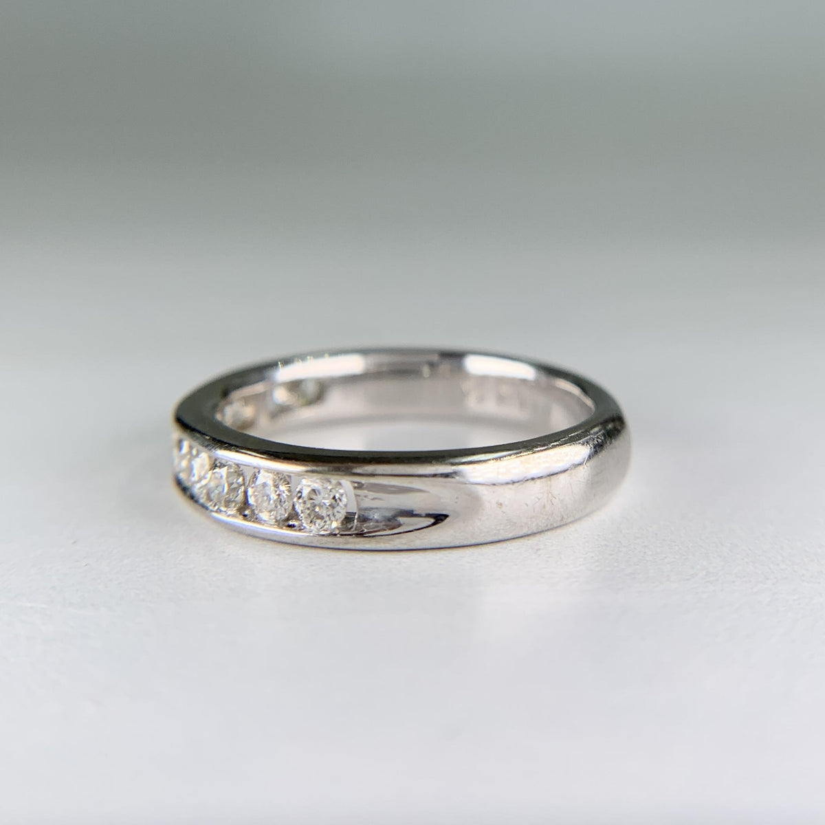 Channel Set Diamond Band Ring 14k White Gold