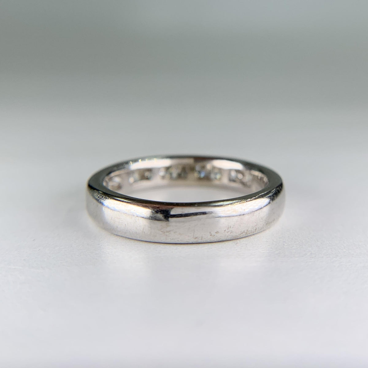 Channel Set Diamond Band Ring 14k White Gold