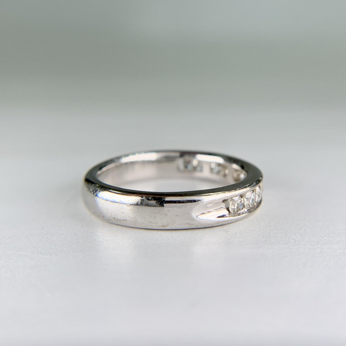 Channel Set Diamond Band Ring 14k White Gold