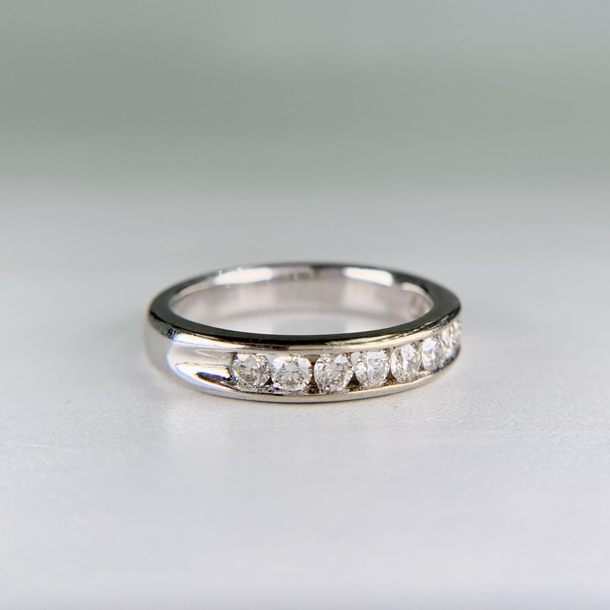 Channel Set Diamond Band Ring 14k White Gold