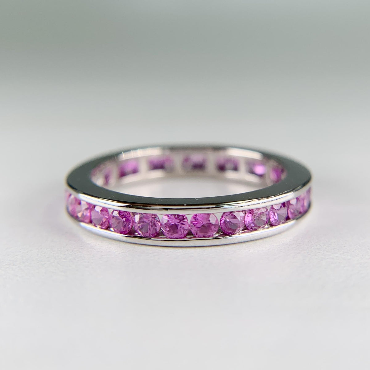 Pink Sapphire Eternity Band 14k Yellow Gold