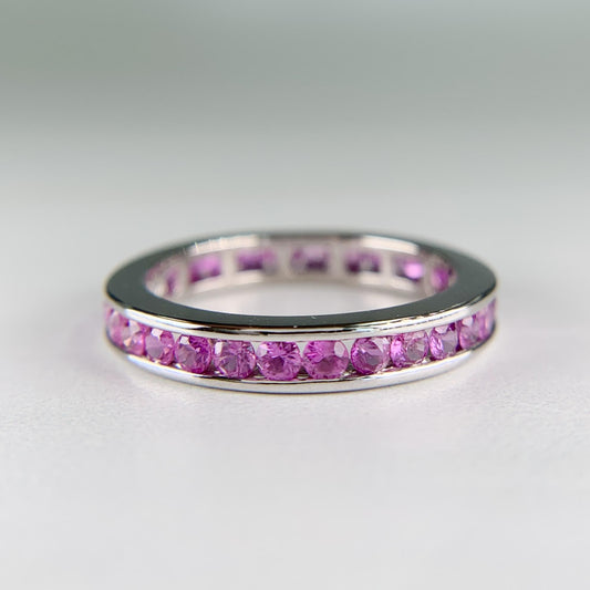 Pink Sapphire Eternity Band 14k Yellow Gold