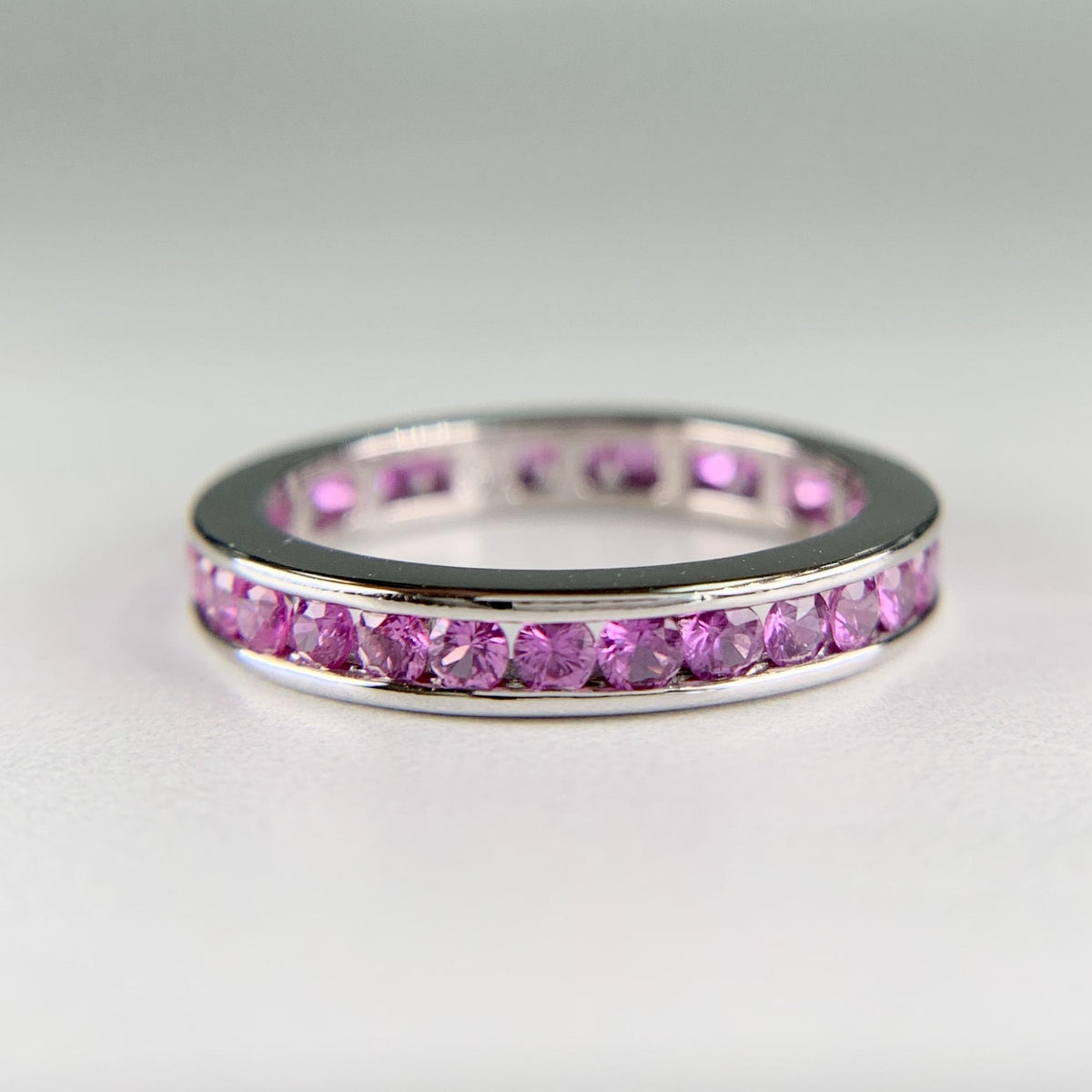 Pink Sapphire Eternity Band 14k Yellow Gold