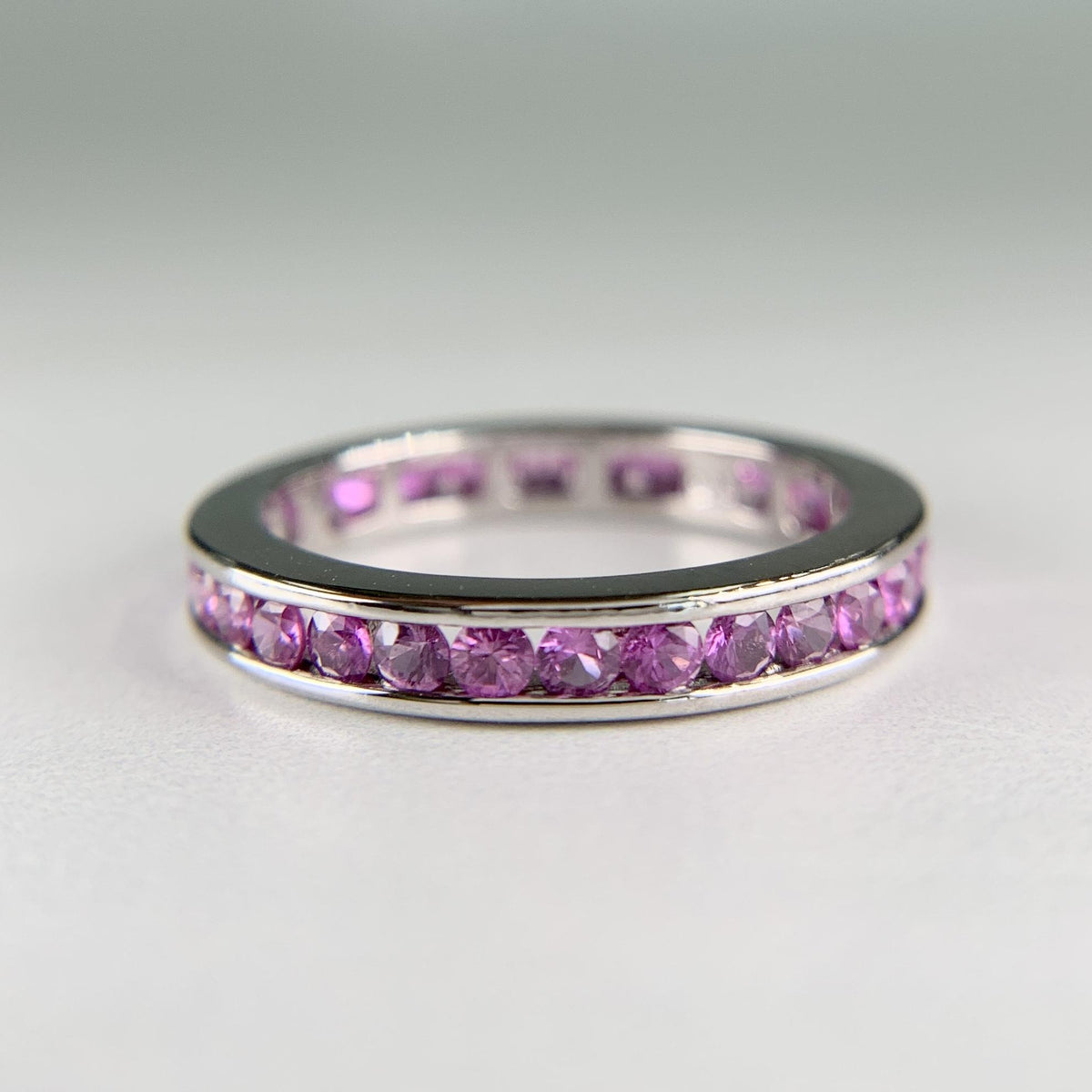 Pink Sapphire Eternity Band 14k Yellow Gold