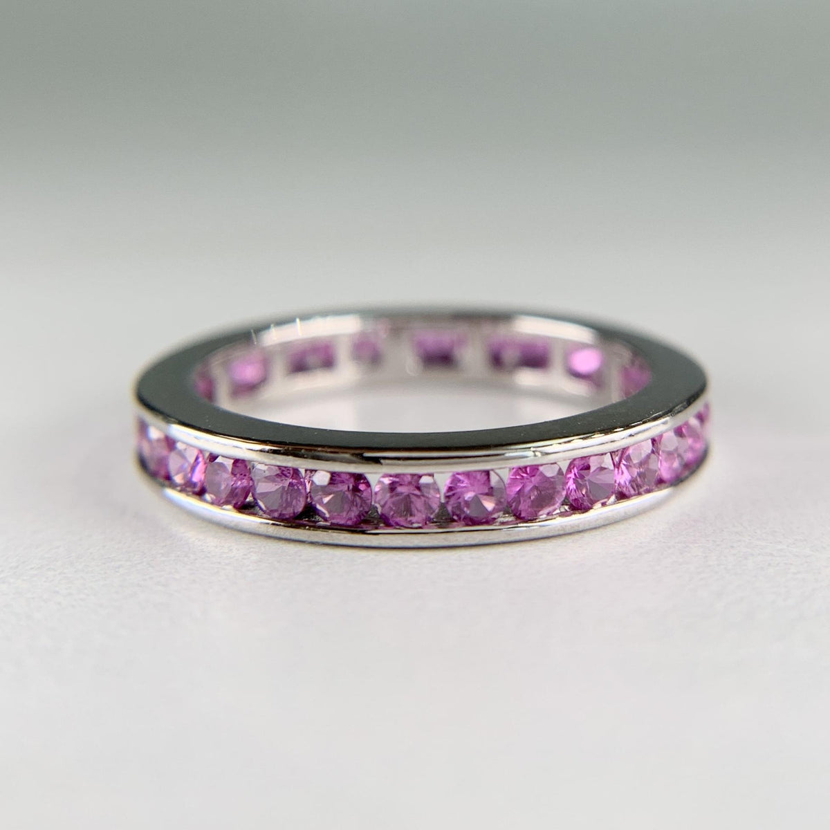 Pink Sapphire Eternity Band 14k Yellow Gold