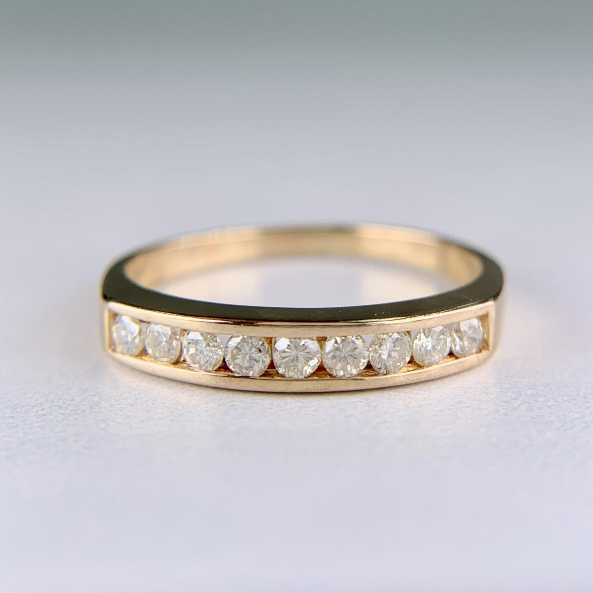 Channel Set Diamond Band Ring 14k Yellow Gold